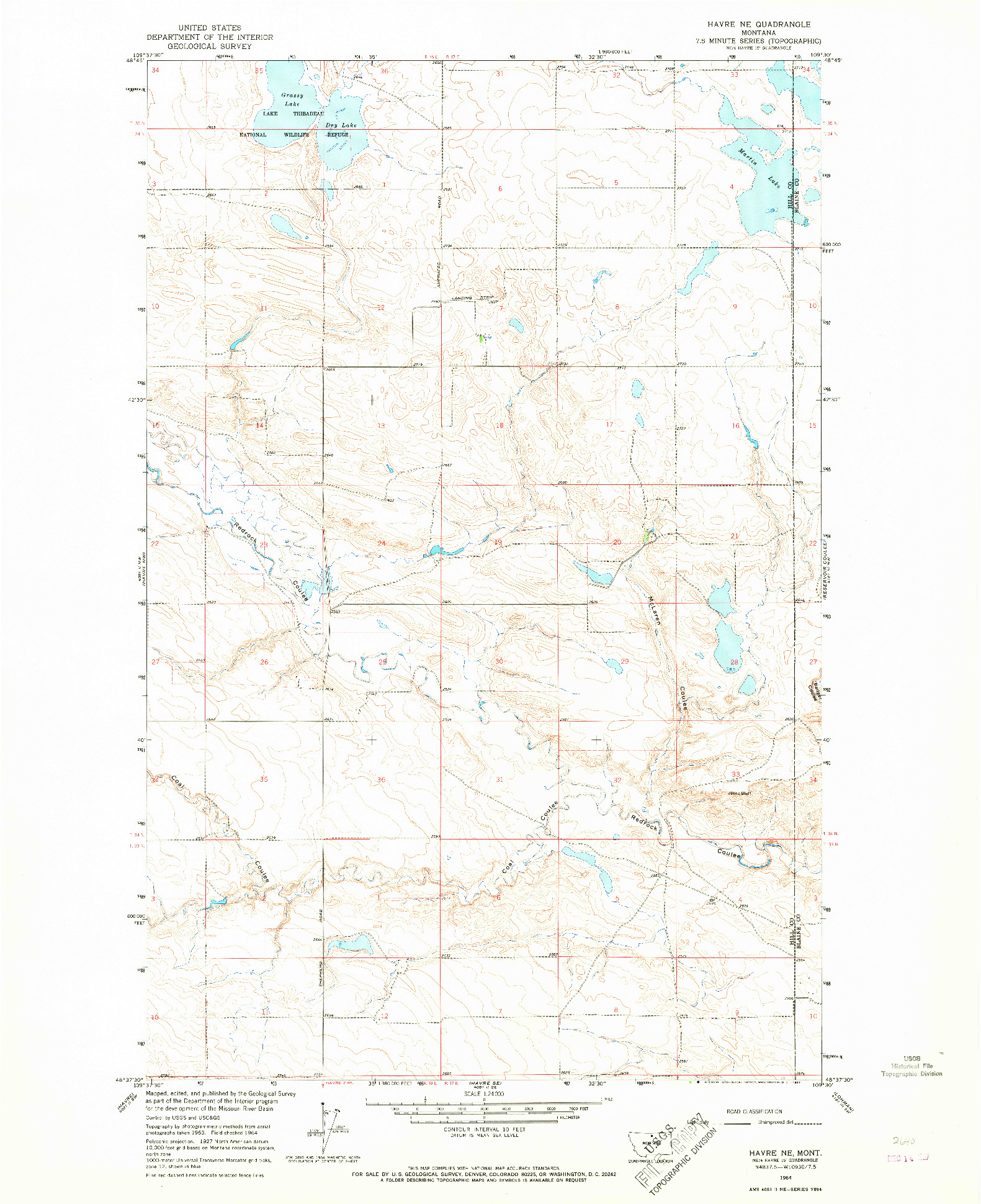 USGS 1:24000-SCALE QUADRANGLE FOR HAVRE NE, MT 1964