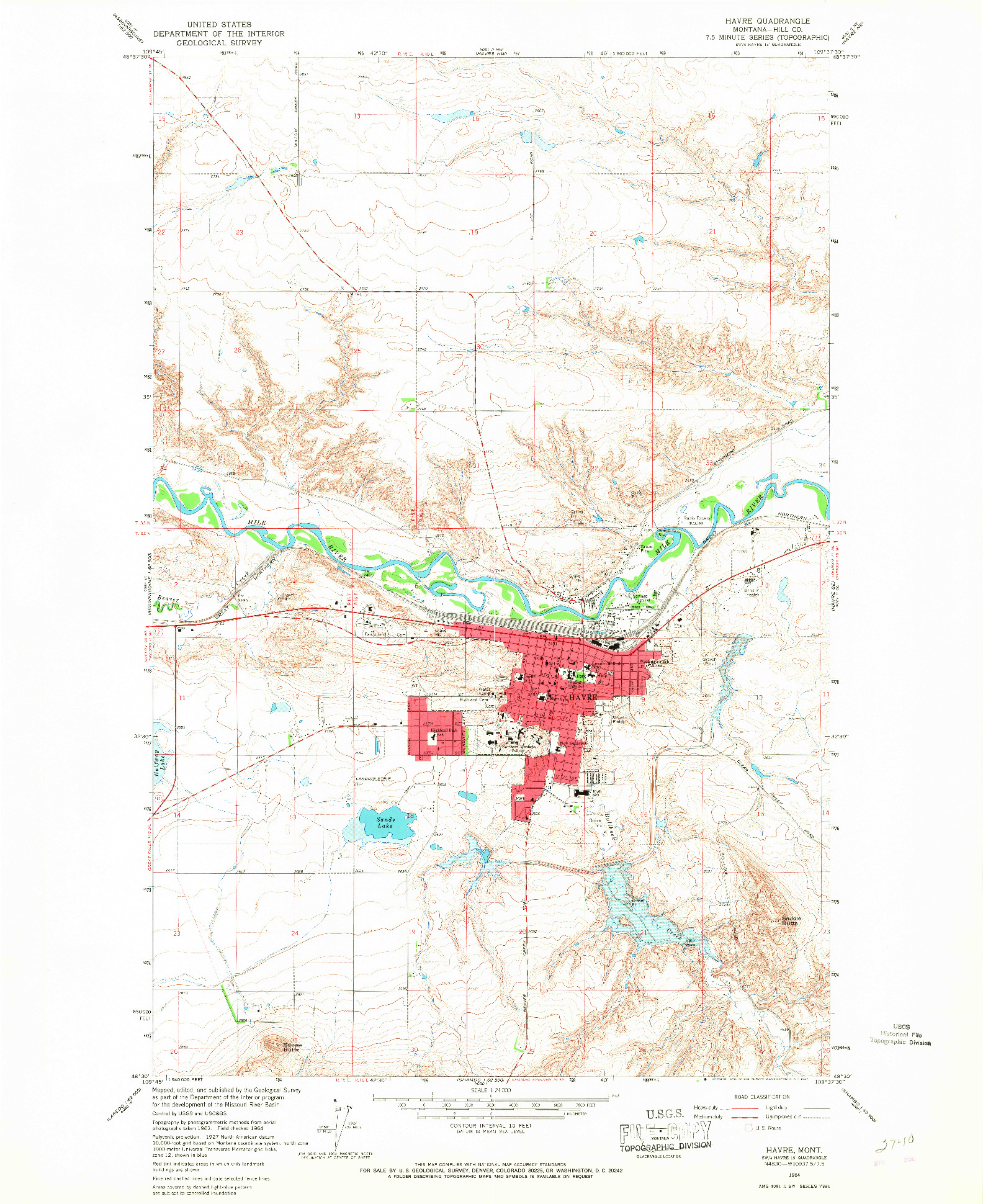 USGS 1:24000-SCALE QUADRANGLE FOR HAVRE, MT 1964