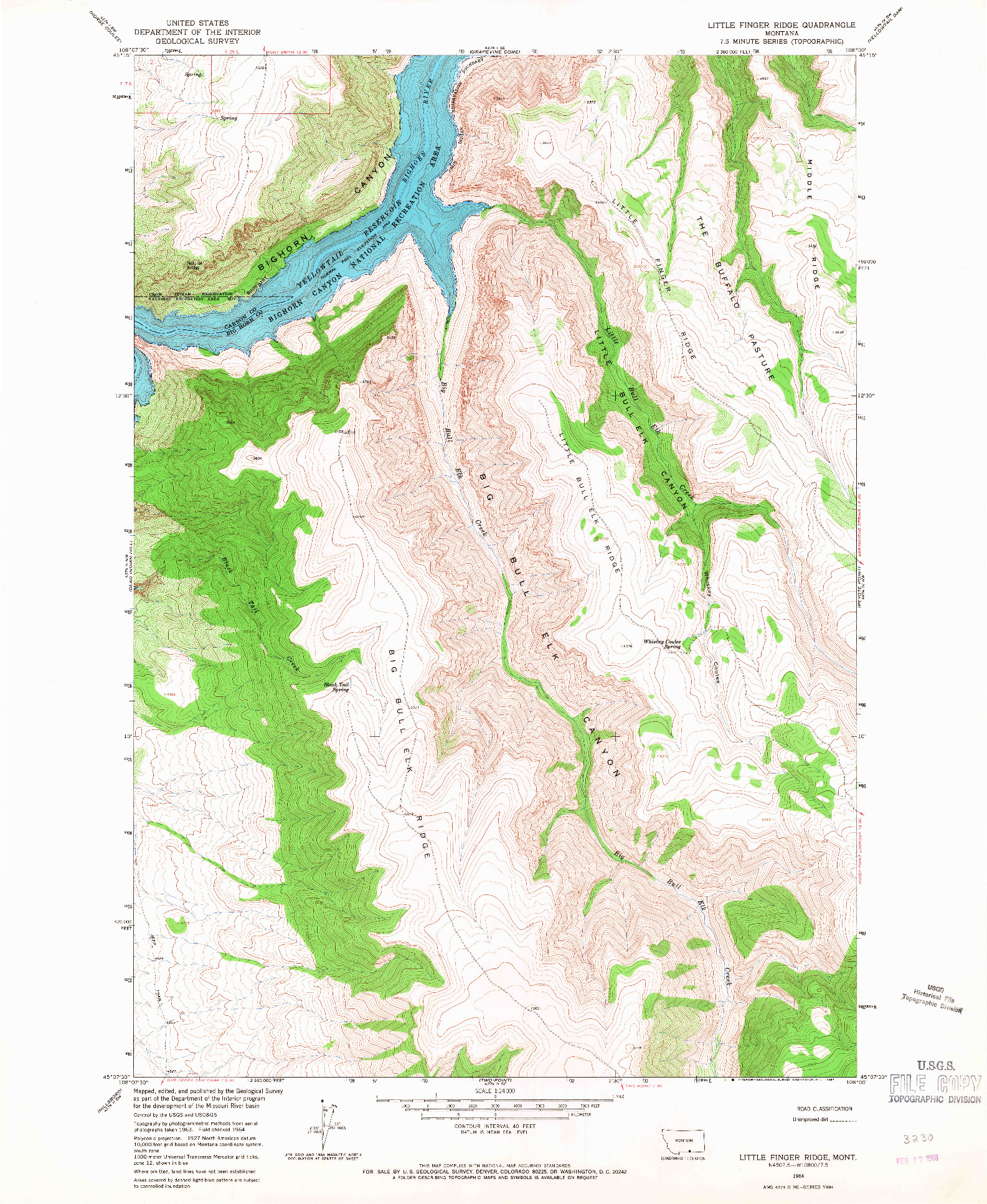 USGS 1:24000-SCALE QUADRANGLE FOR LITTLE FINGER RIDGE, MT 1964