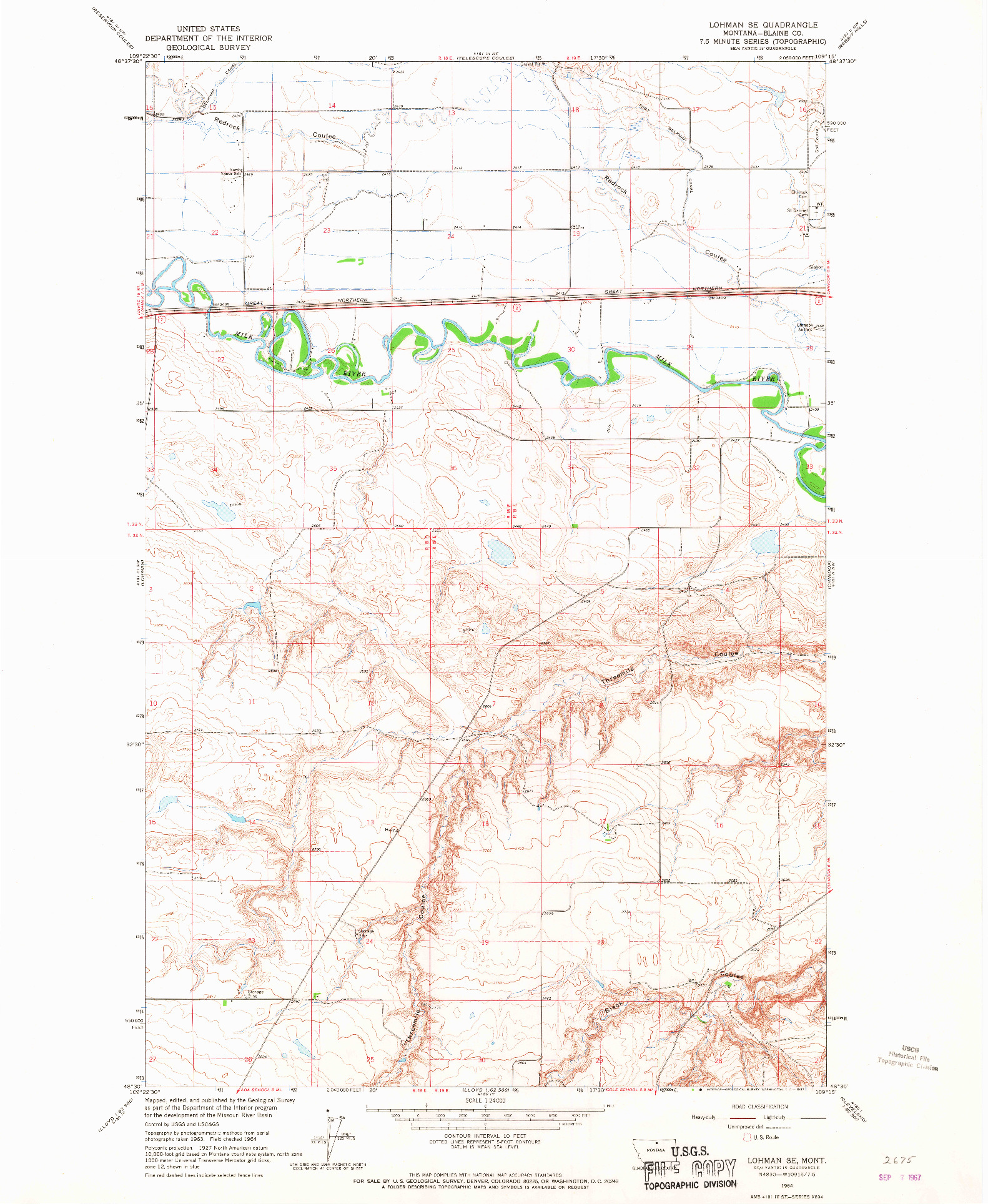 USGS 1:24000-SCALE QUADRANGLE FOR LOHMAN SE, MT 1964