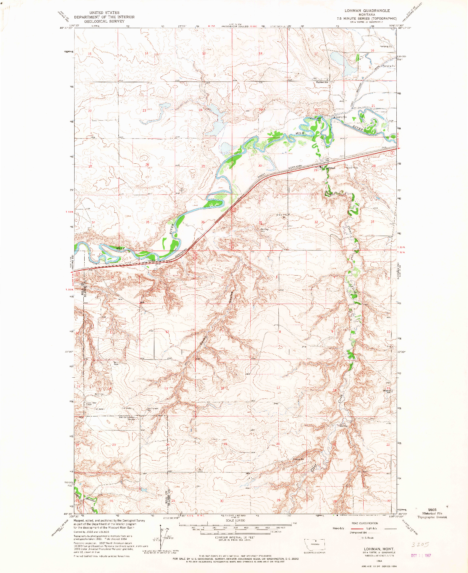 USGS 1:24000-SCALE QUADRANGLE FOR LOHMAN, MT 1964