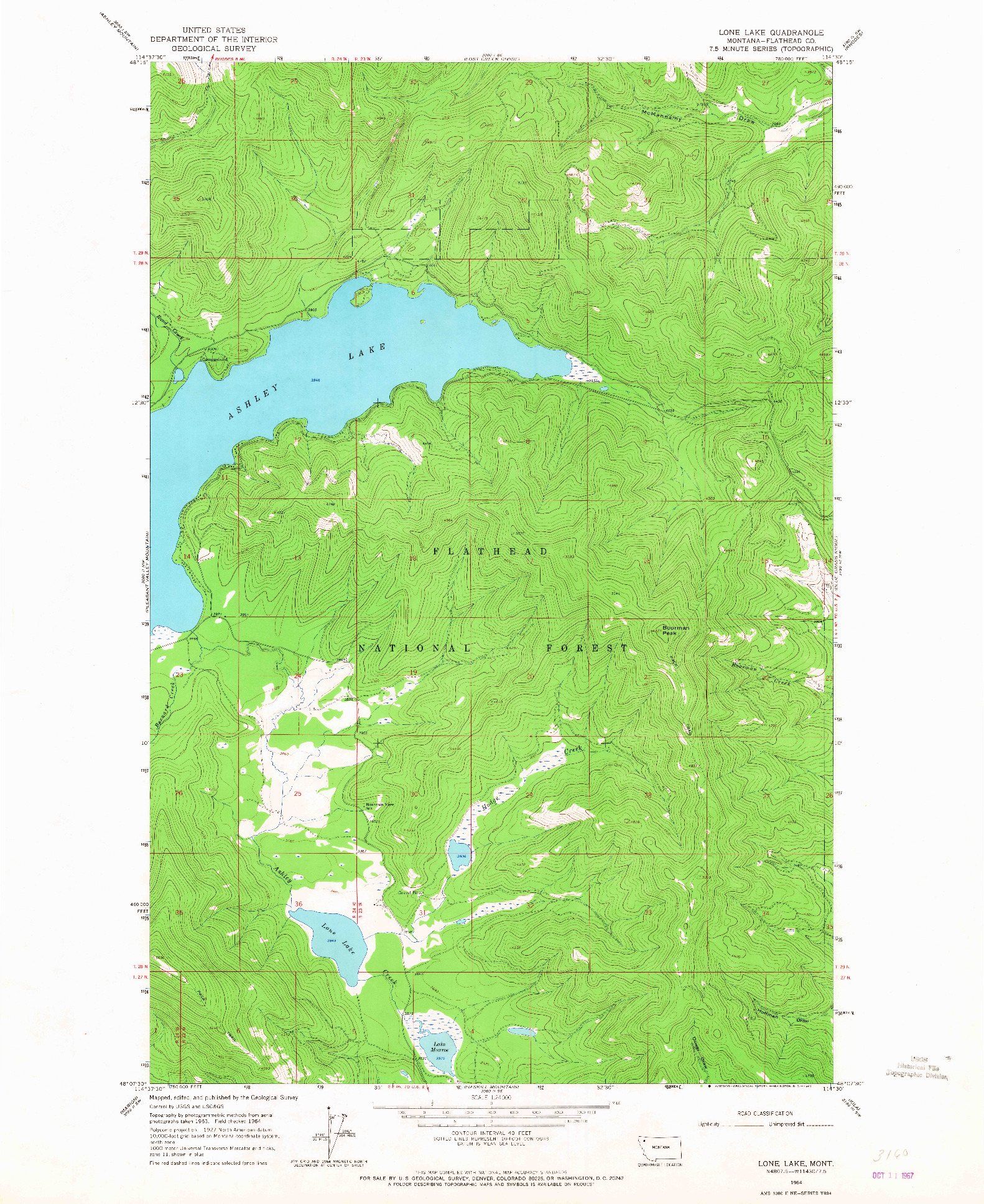USGS 1:24000-SCALE QUADRANGLE FOR LONE LAKE, MT 1964