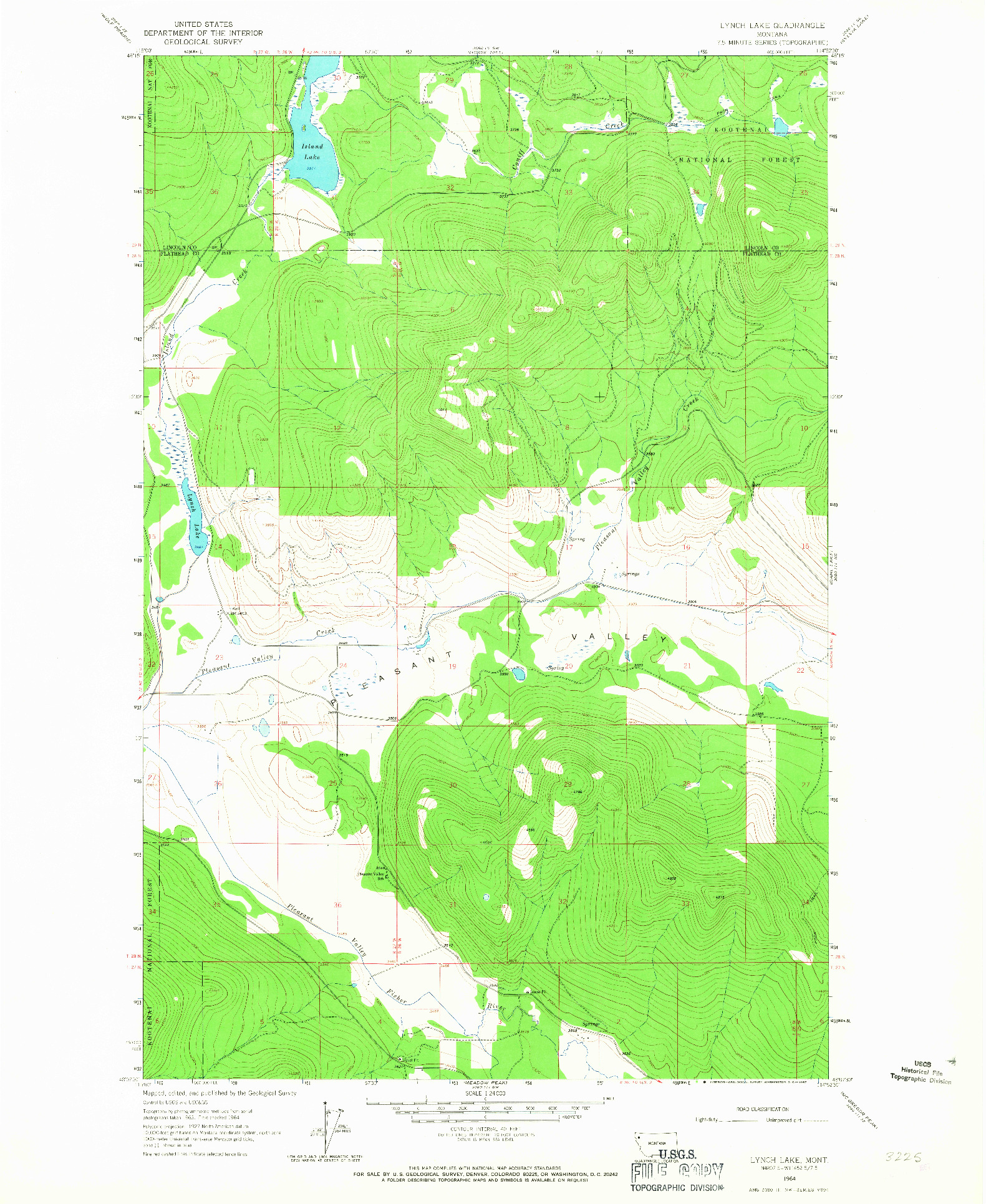 USGS 1:24000-SCALE QUADRANGLE FOR LYNCH LAKE, MT 1964