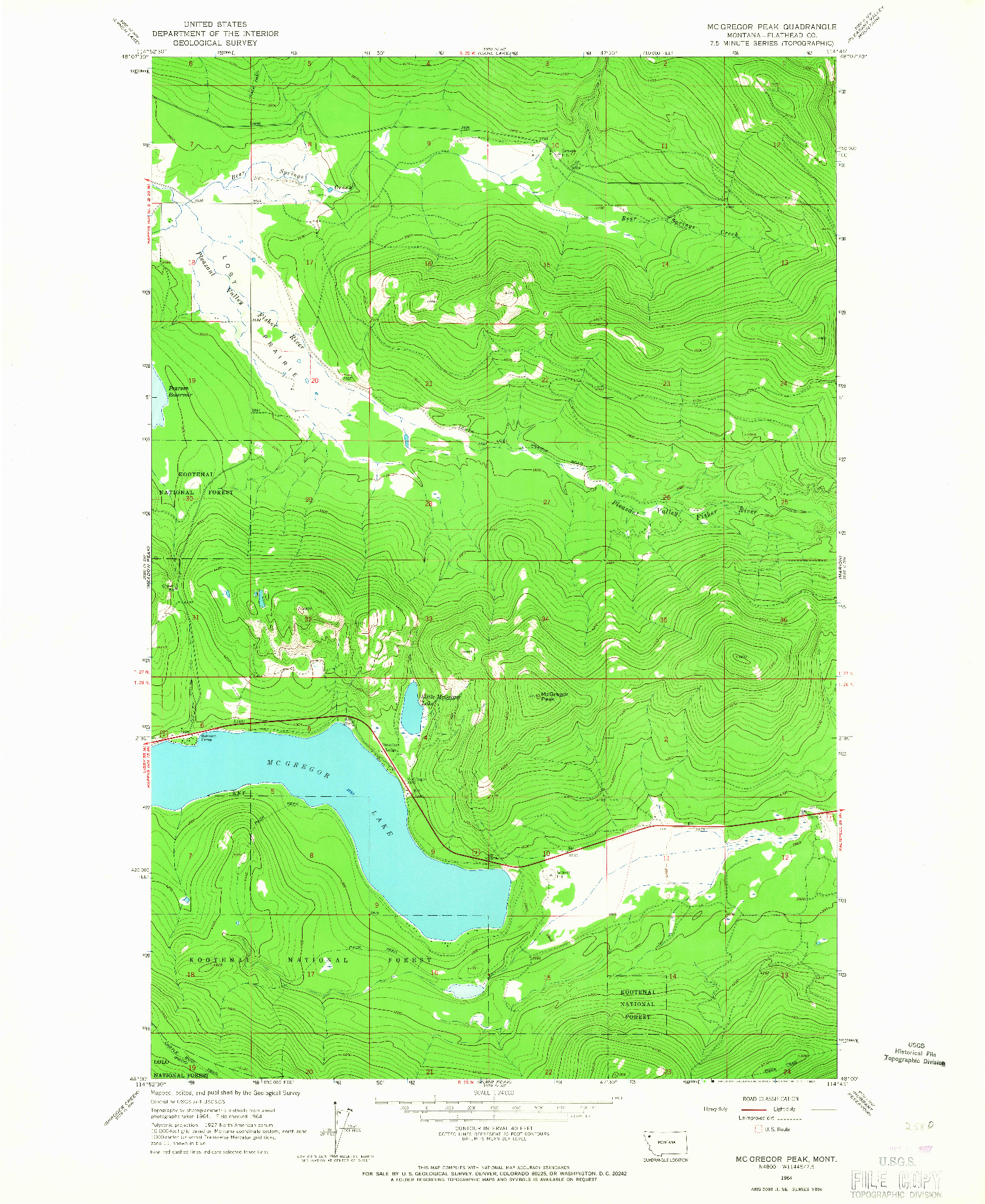 USGS 1:24000-SCALE QUADRANGLE FOR MC GREGOR PEAK, MT 1964