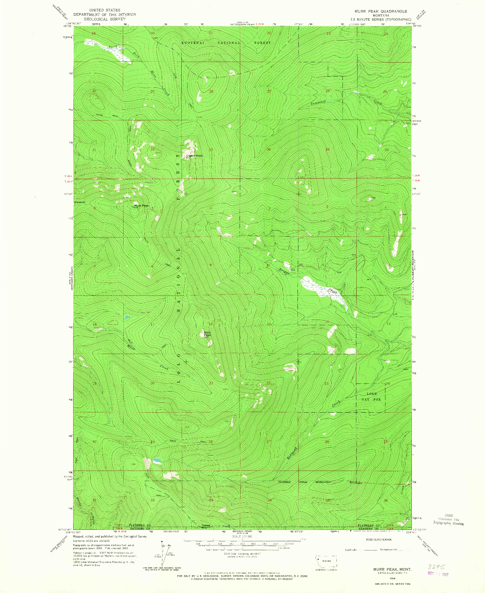 USGS 1:24000-SCALE QUADRANGLE FOR MURR PEAK, MT 1964