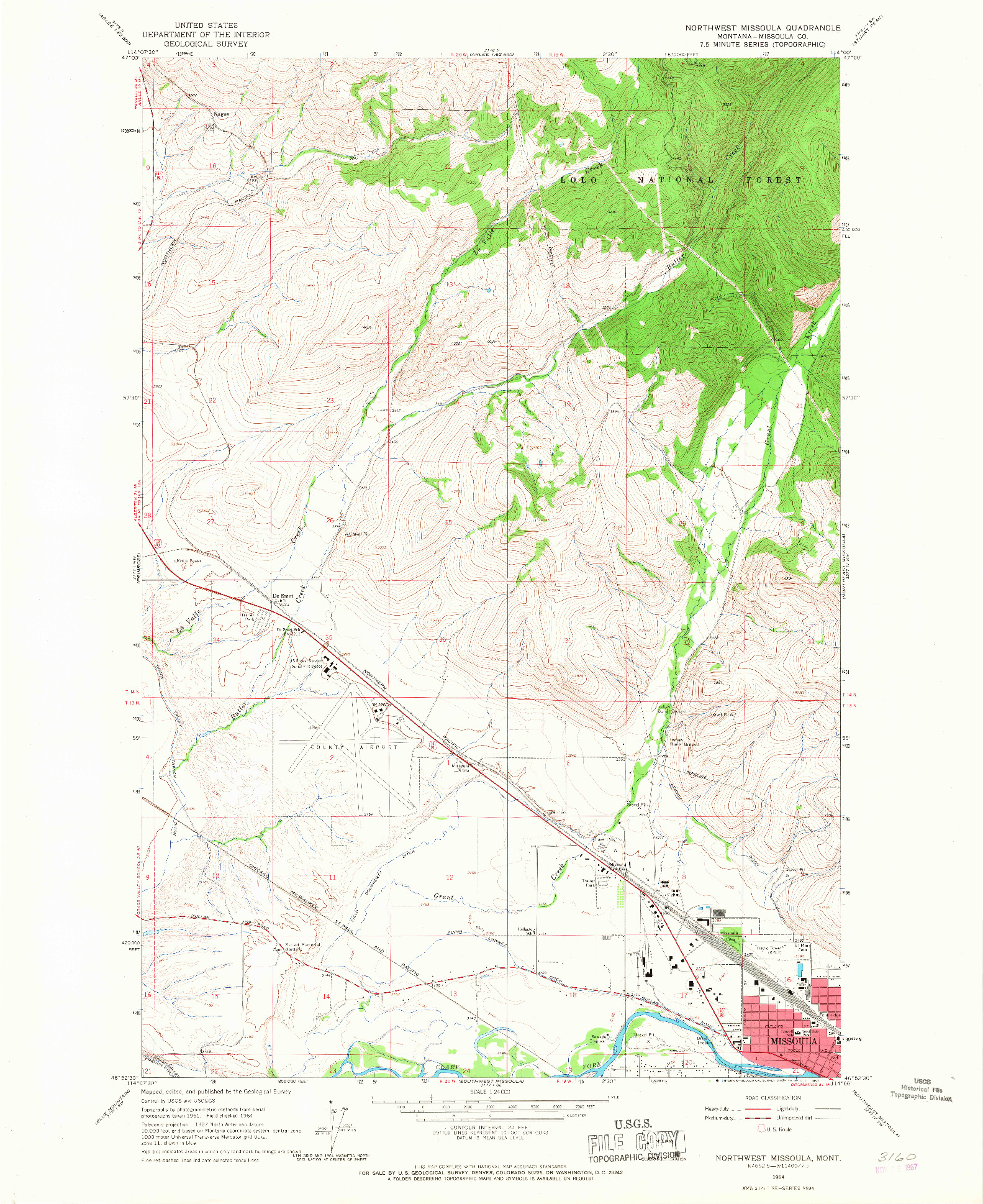 USGS 1:24000-SCALE QUADRANGLE FOR NORTHWEST MISSOULA, MT 1964