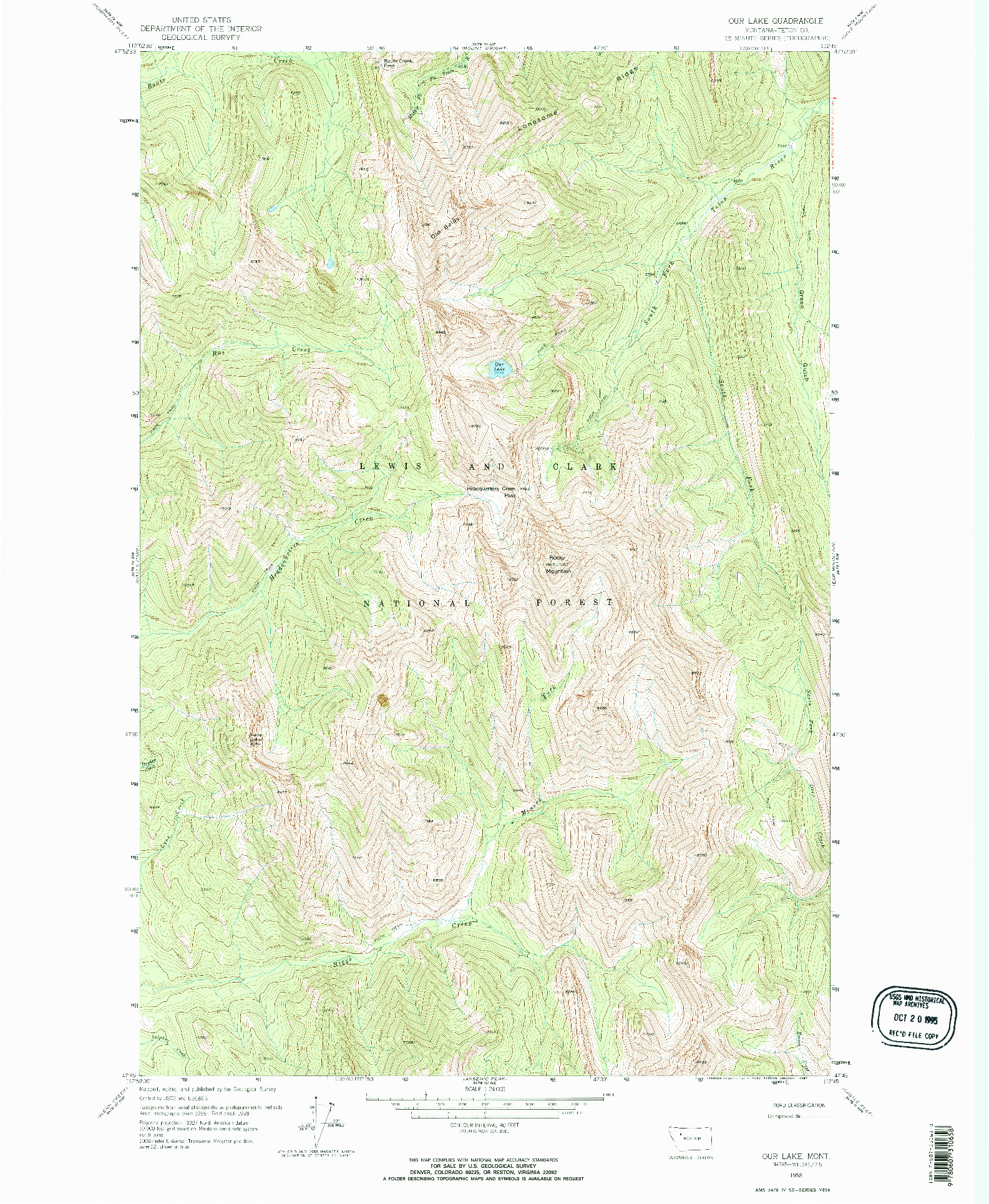 USGS 1:24000-SCALE QUADRANGLE FOR OUR LAKE, MT 1958