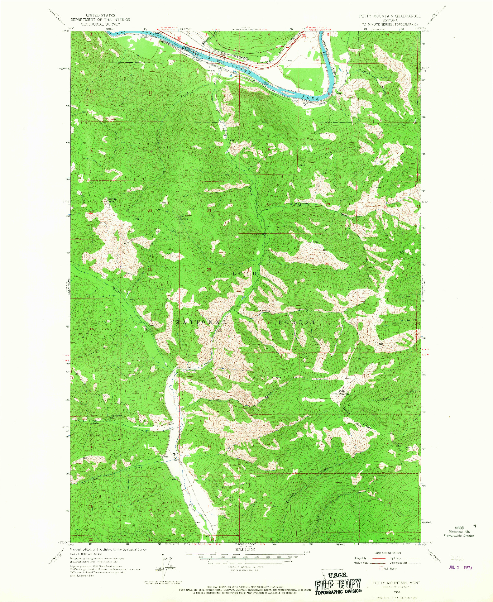 USGS 1:24000-SCALE QUADRANGLE FOR PETTY MOUNTAIN, MT 1964