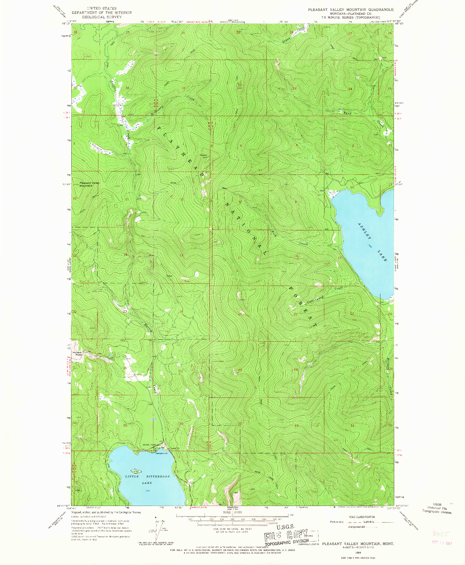 USGS 1:24000-SCALE QUADRANGLE FOR PLEASANT VALLEY MOUNTAIN, MT 1964