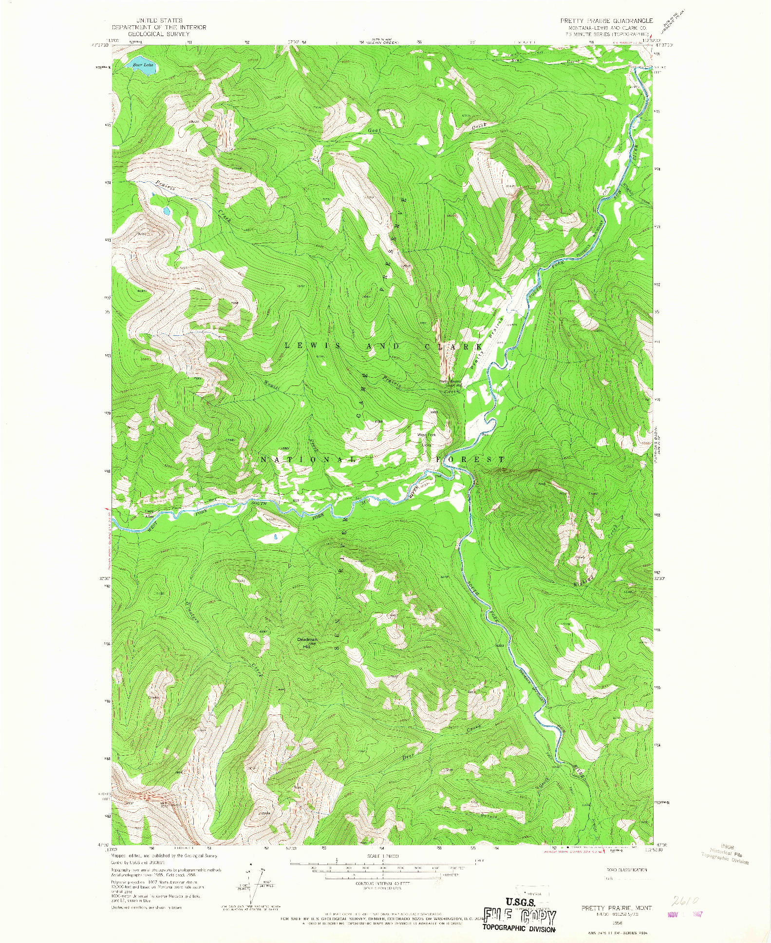 USGS 1:24000-SCALE QUADRANGLE FOR PRETTY PRAIRIE, MT 1958