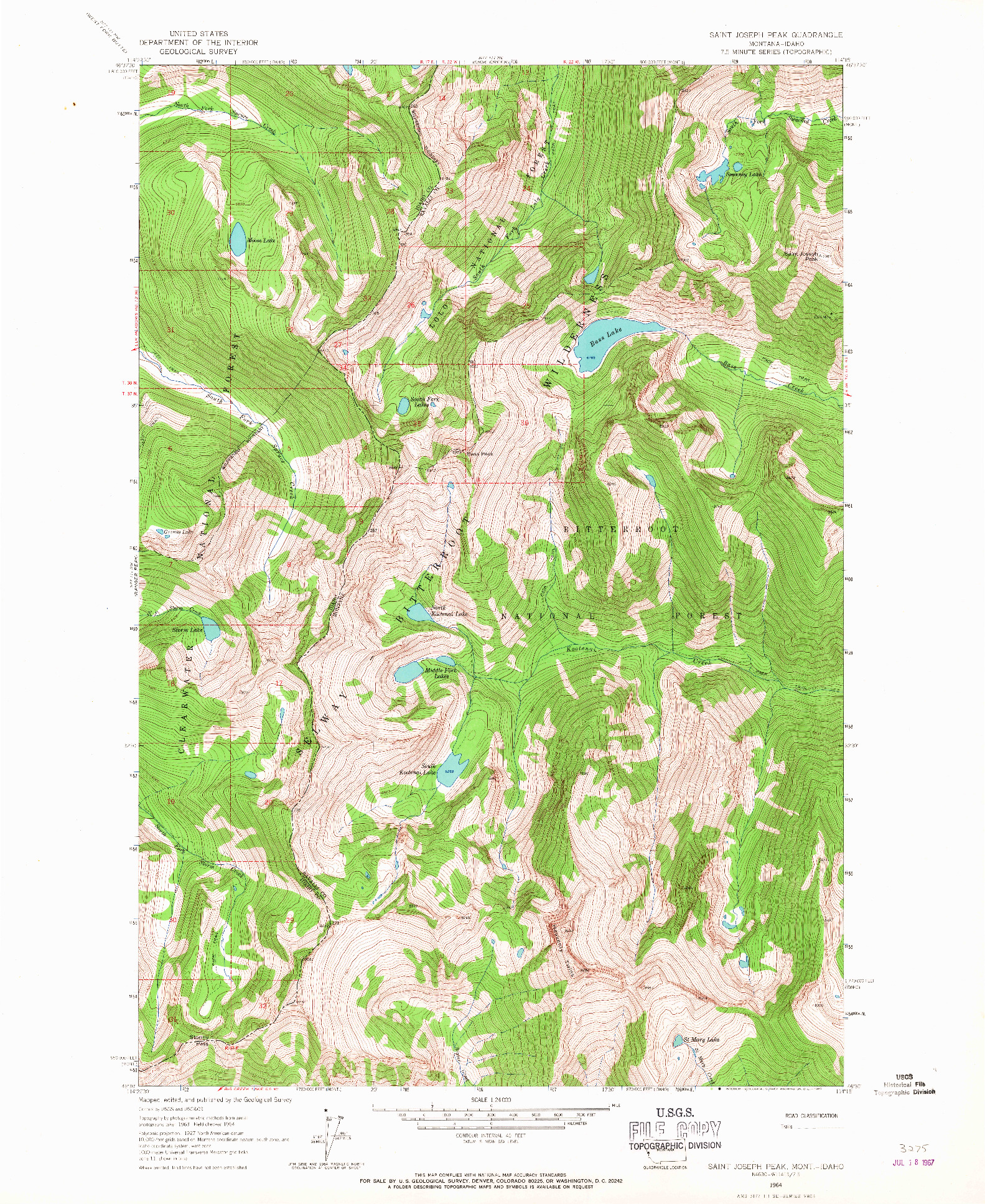 USGS 1:24000-SCALE QUADRANGLE FOR ST. JOSEPH PEAK, MT 1964