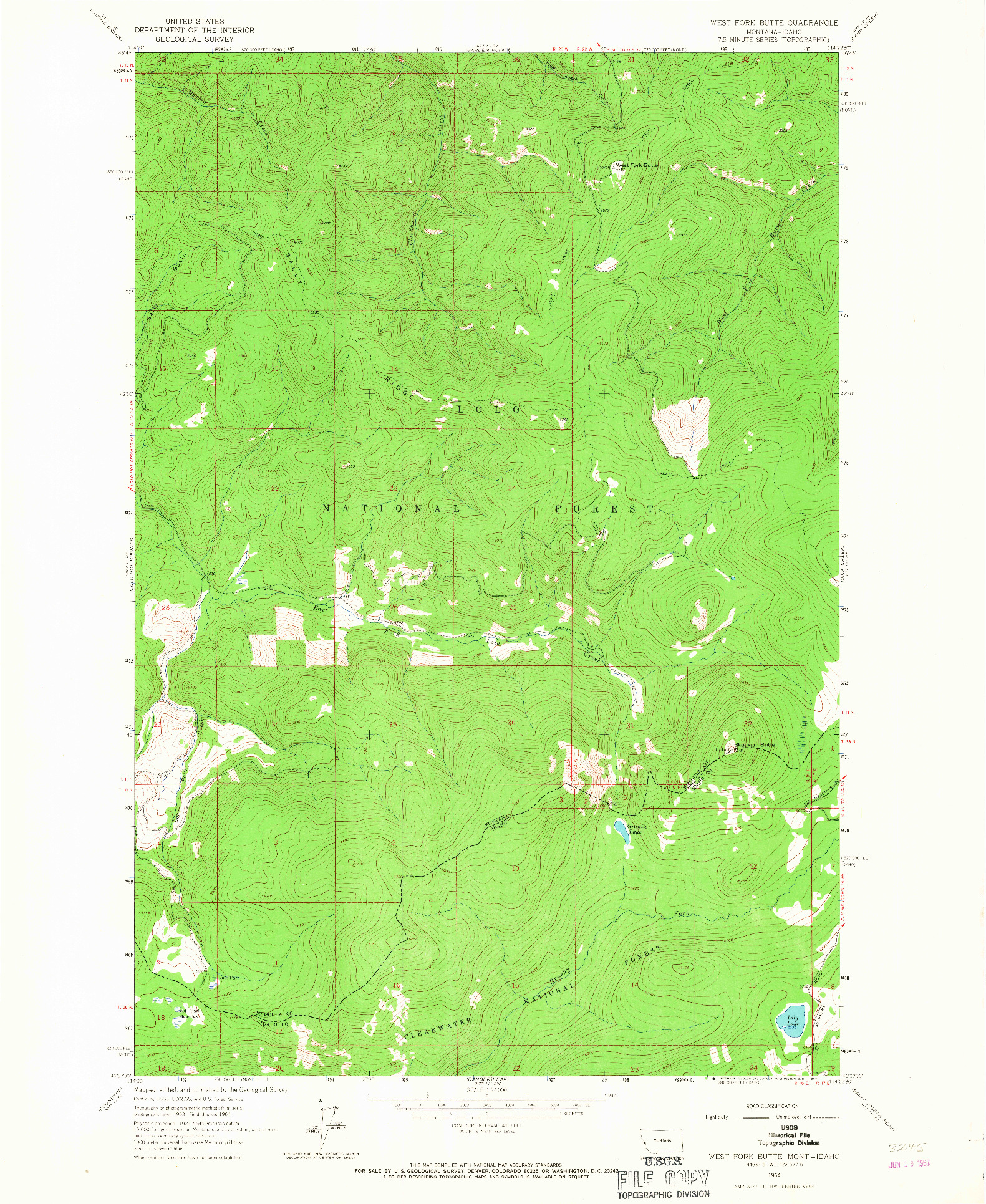 USGS 1:24000-SCALE QUADRANGLE FOR WEST FORK BUTTE, MT 1964