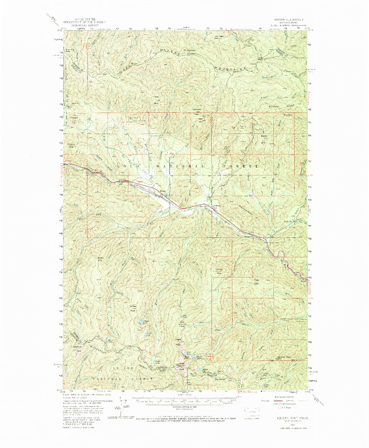 USGS 1:62500-SCALE QUADRANGLE FOR HAUGAN, MT 1957