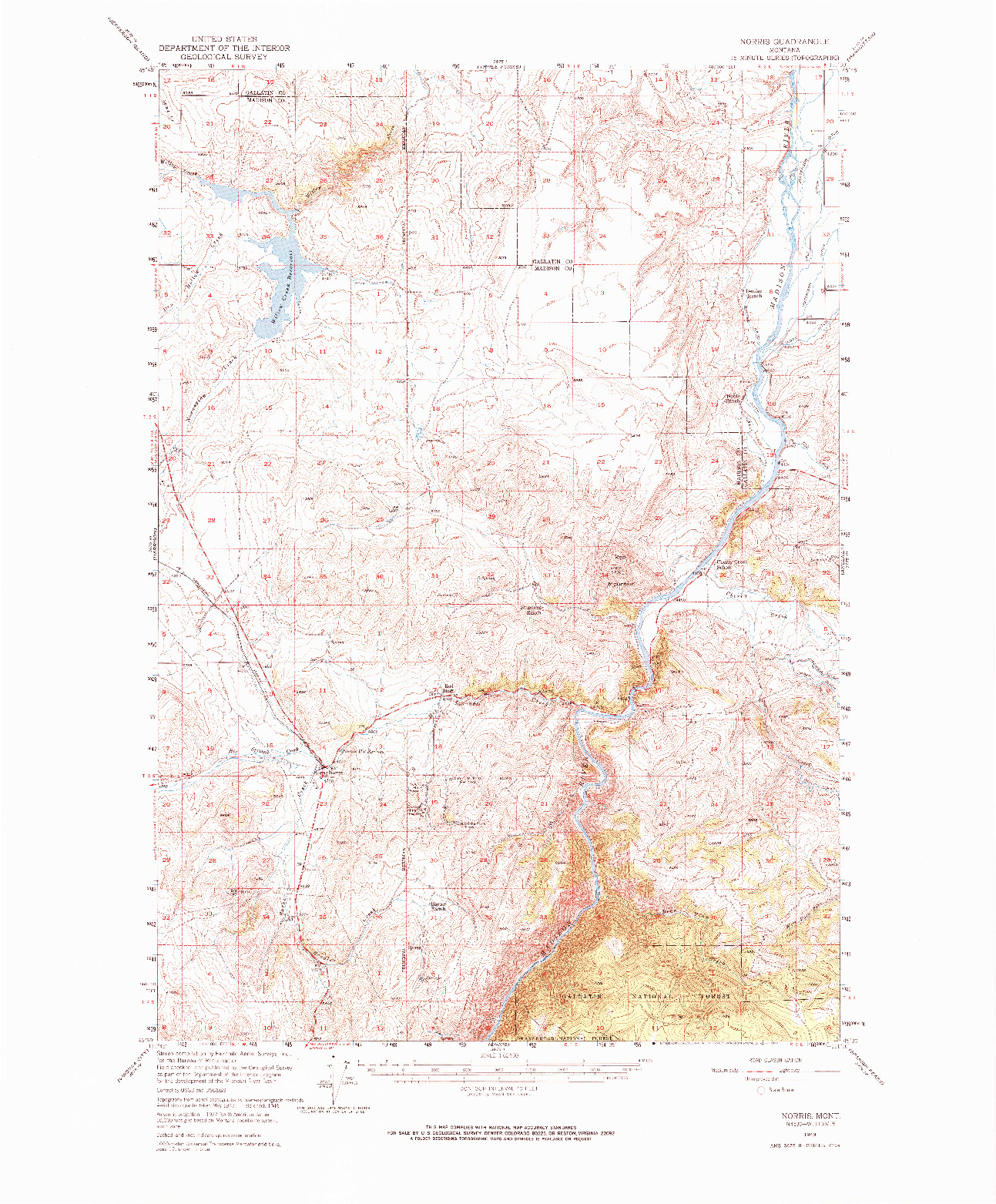 USGS 1:62500-SCALE QUADRANGLE FOR NORRIS, MT 1949