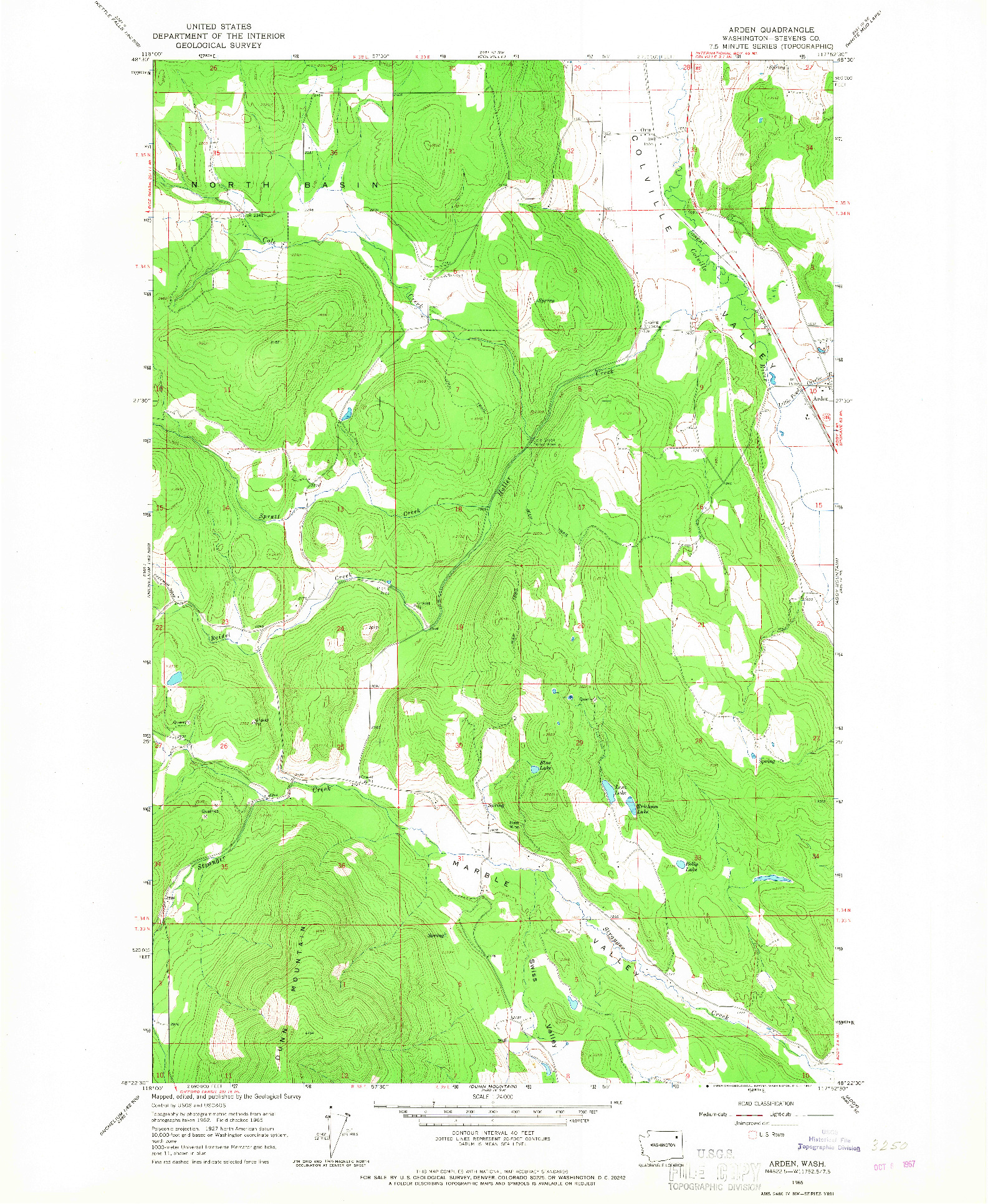 USGS 1:24000-SCALE QUADRANGLE FOR ARDEN, WA 1965