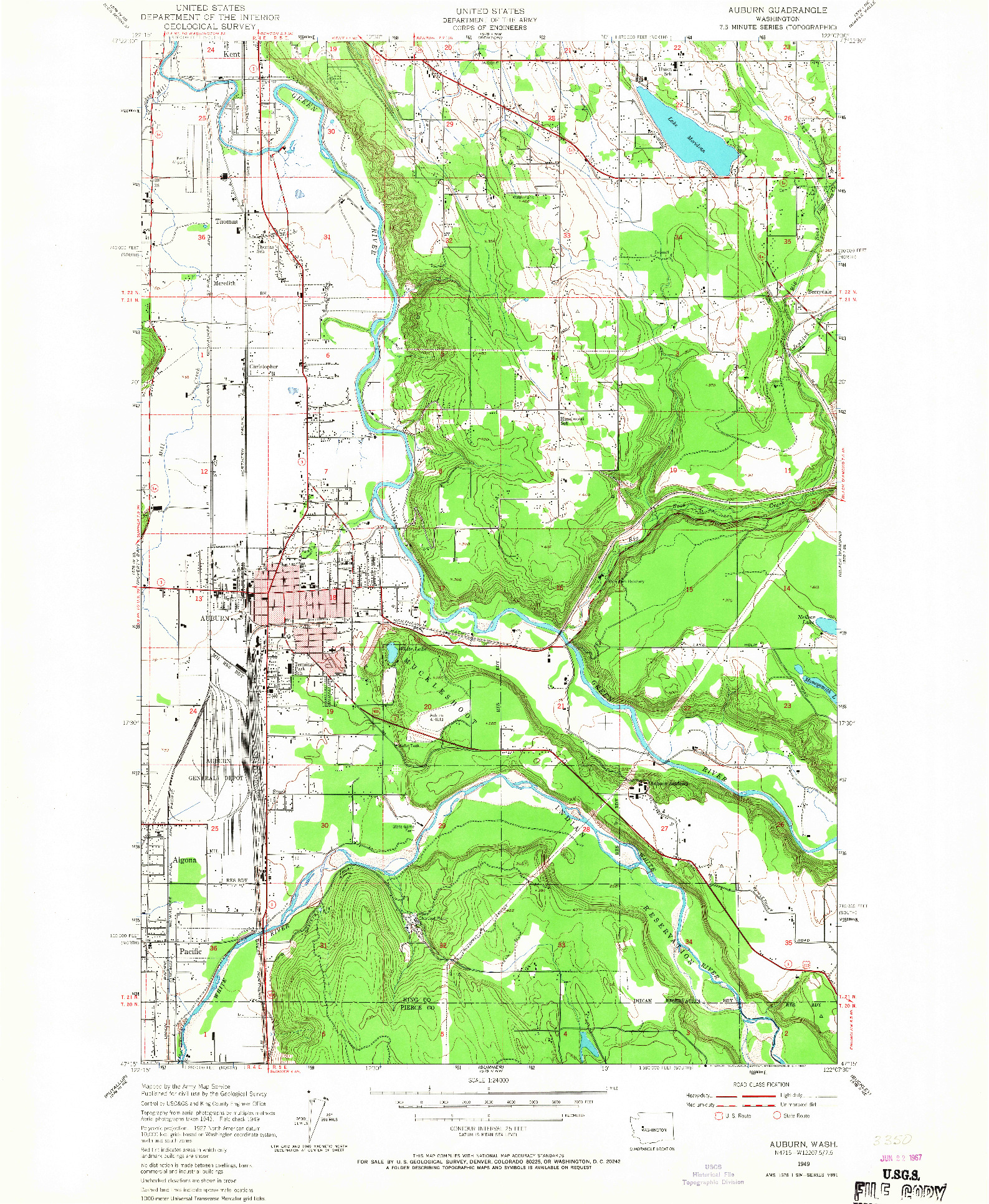 USGS 1:24000-SCALE QUADRANGLE FOR AUBURN, WA 1949