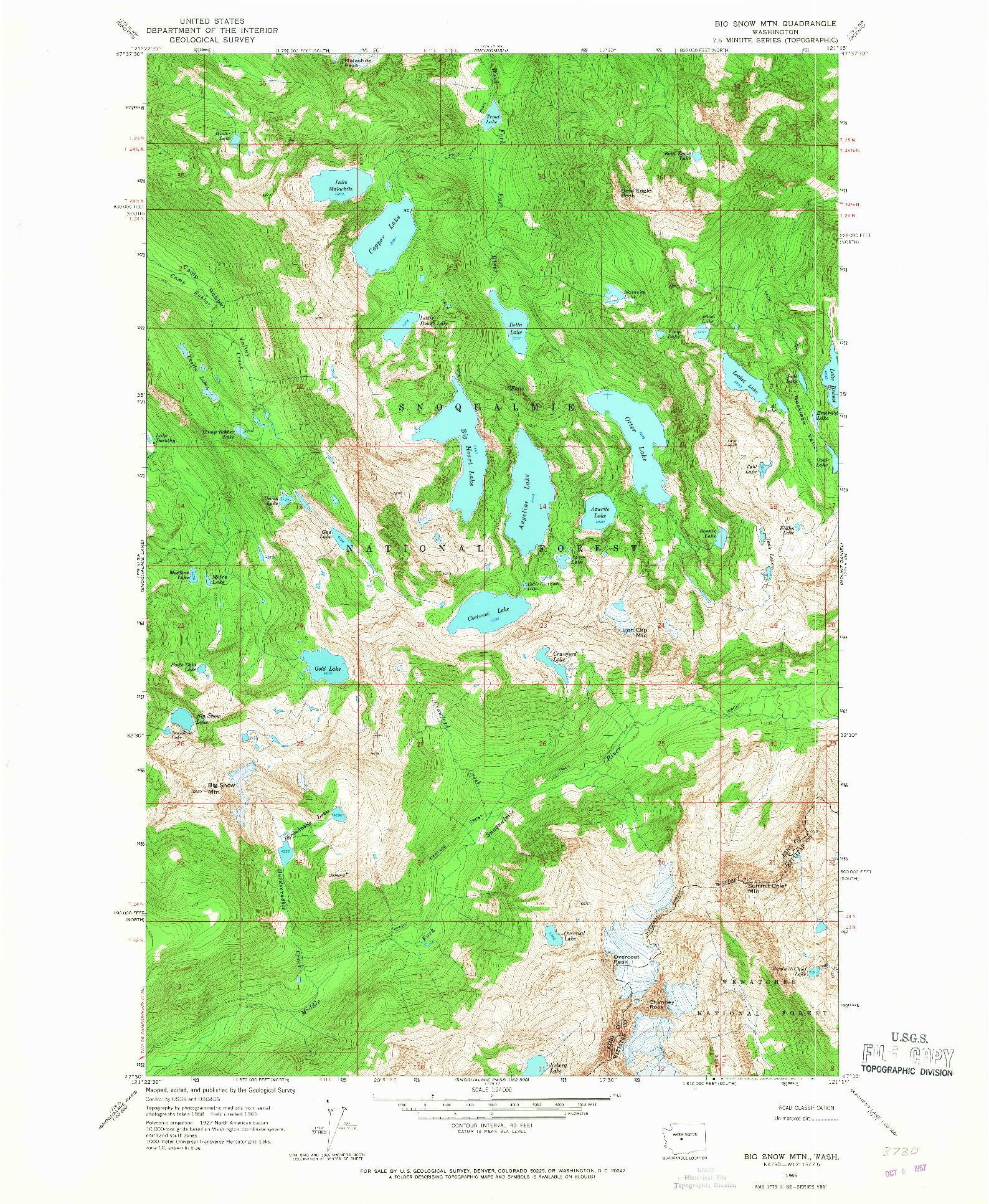 USGS 1:24000-SCALE QUADRANGLE FOR BIG SNOW MTN, WA 1965