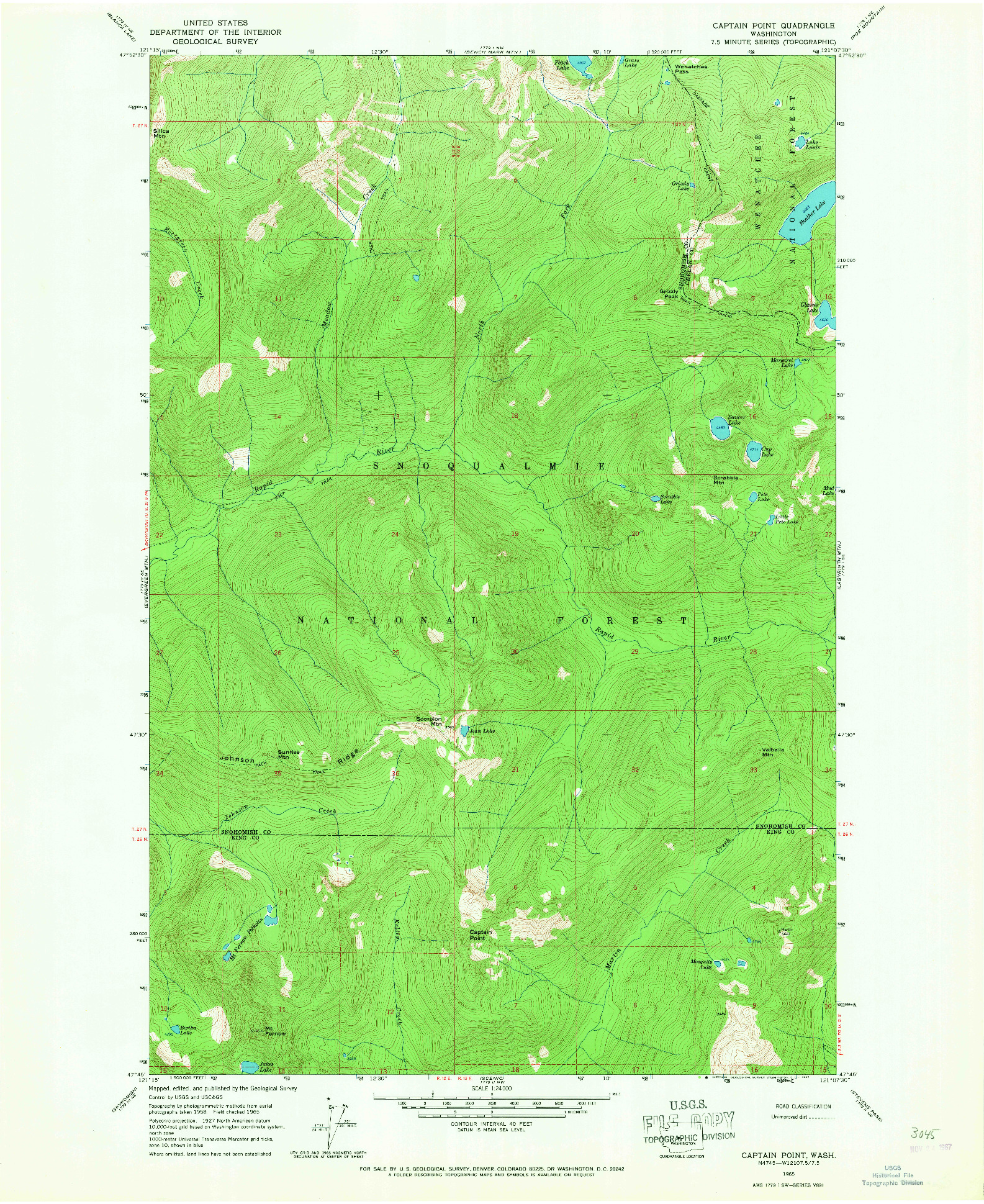 USGS 1:24000-SCALE QUADRANGLE FOR CAPTAIN POINT, WA 1965