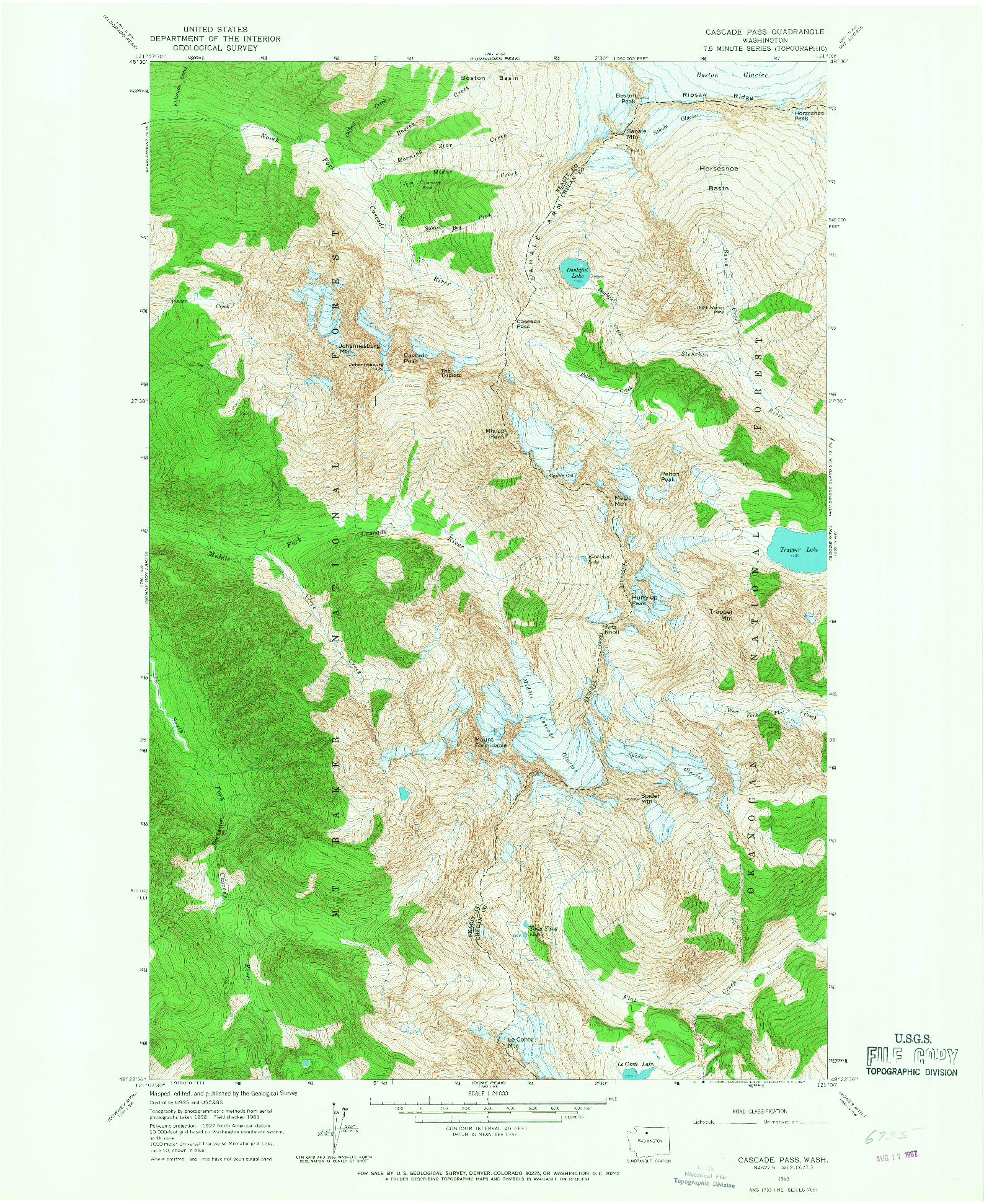 USGS 1:24000-SCALE QUADRANGLE FOR CASCADE PASS, WA 1963