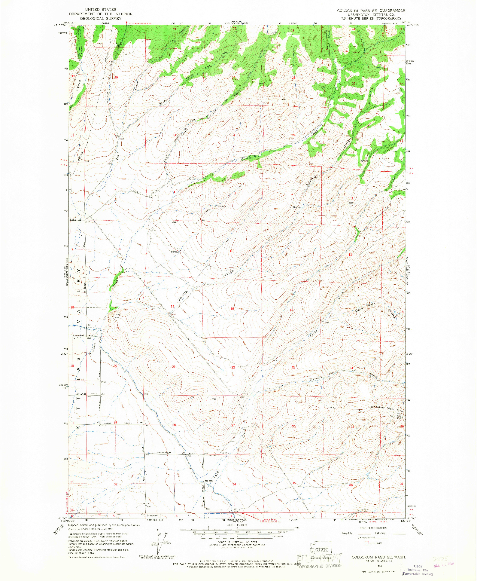 USGS 1:24000-SCALE QUADRANGLE FOR COLOCKUM PASS SE, WA 1966