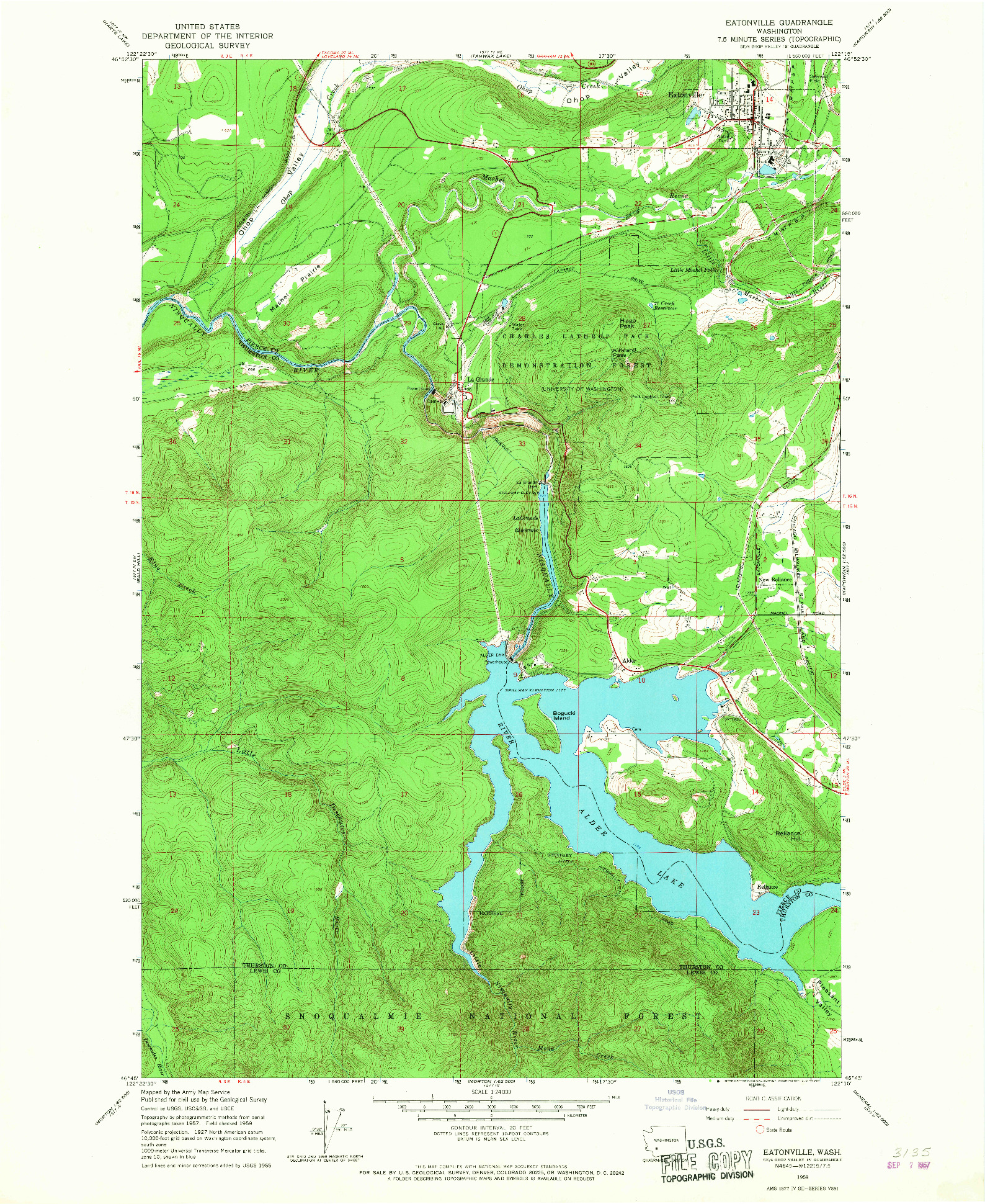 USGS 1:24000-SCALE QUADRANGLE FOR EATONVILLE, WA 1959
