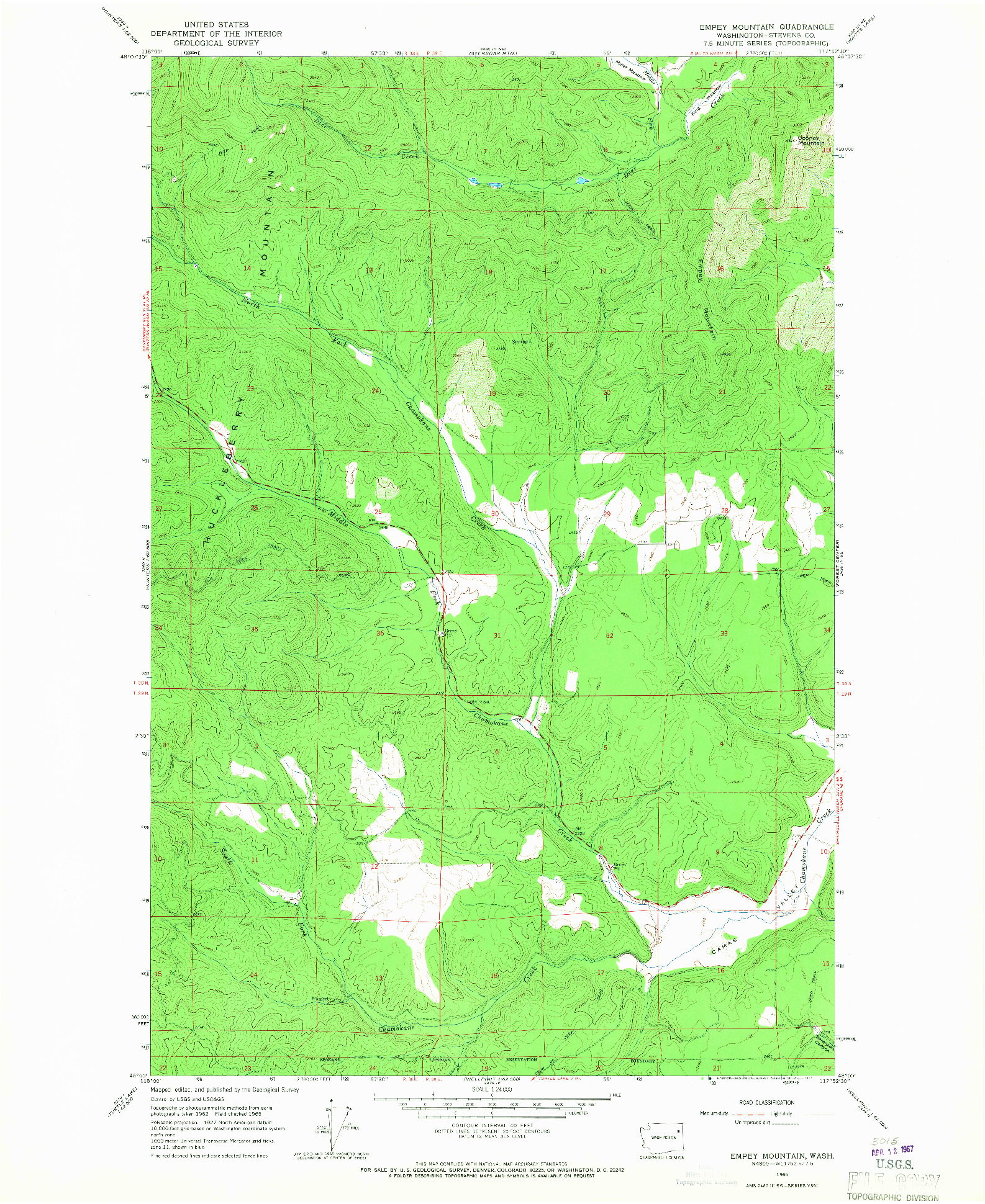 USGS 1:24000-SCALE QUADRANGLE FOR EMPEY MOUNTAIN, WA 1965