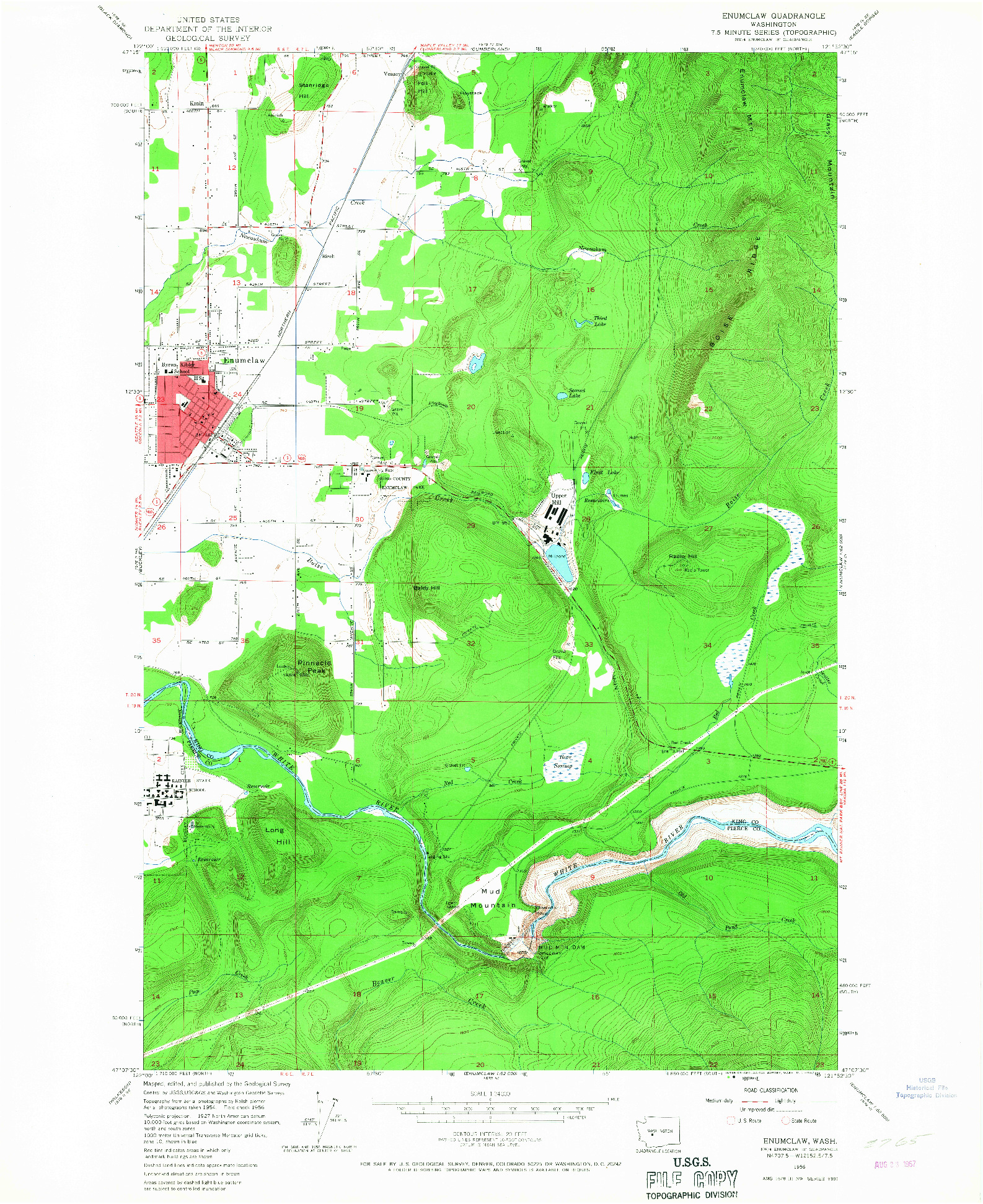 USGS 1:24000-SCALE QUADRANGLE FOR ENUMCLAW, WA 1956