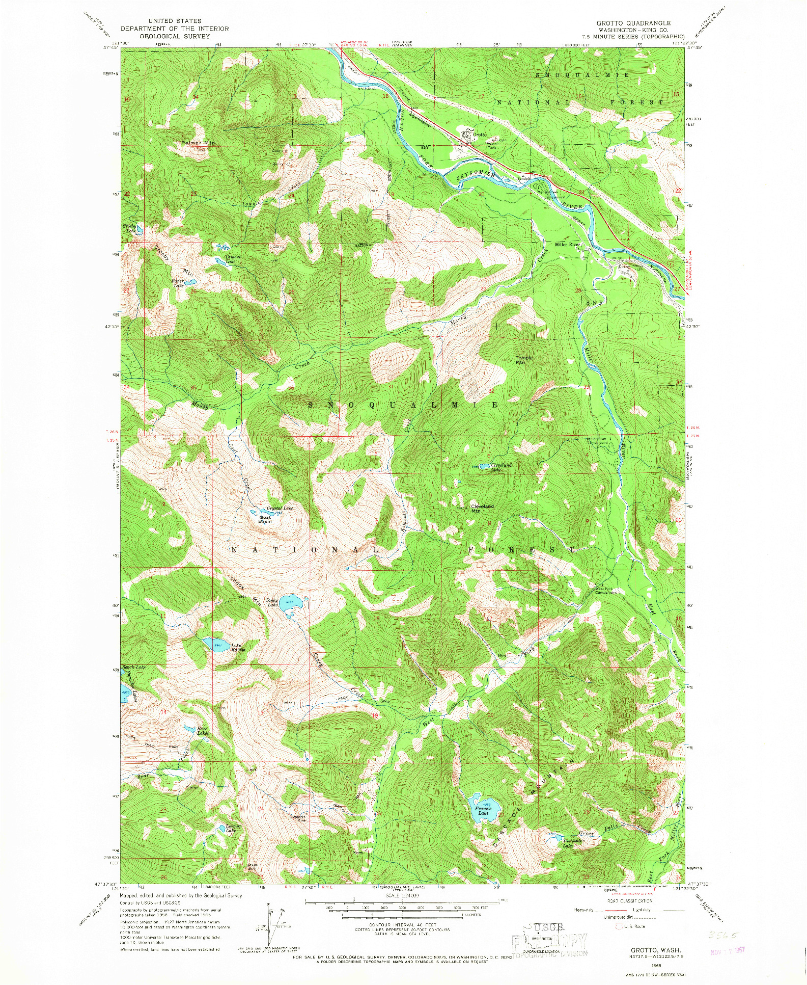 USGS 1:24000-SCALE QUADRANGLE FOR GROTTO, WA 1965