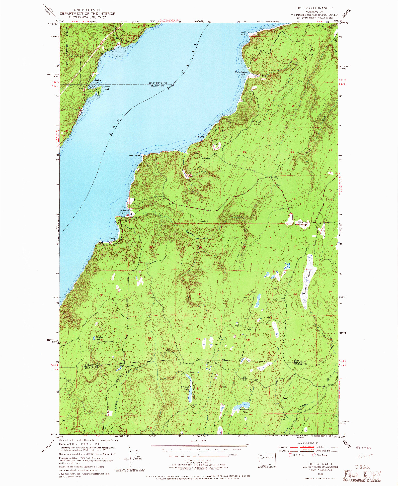 USGS 1:24000-SCALE QUADRANGLE FOR HOLLY, WA 1953