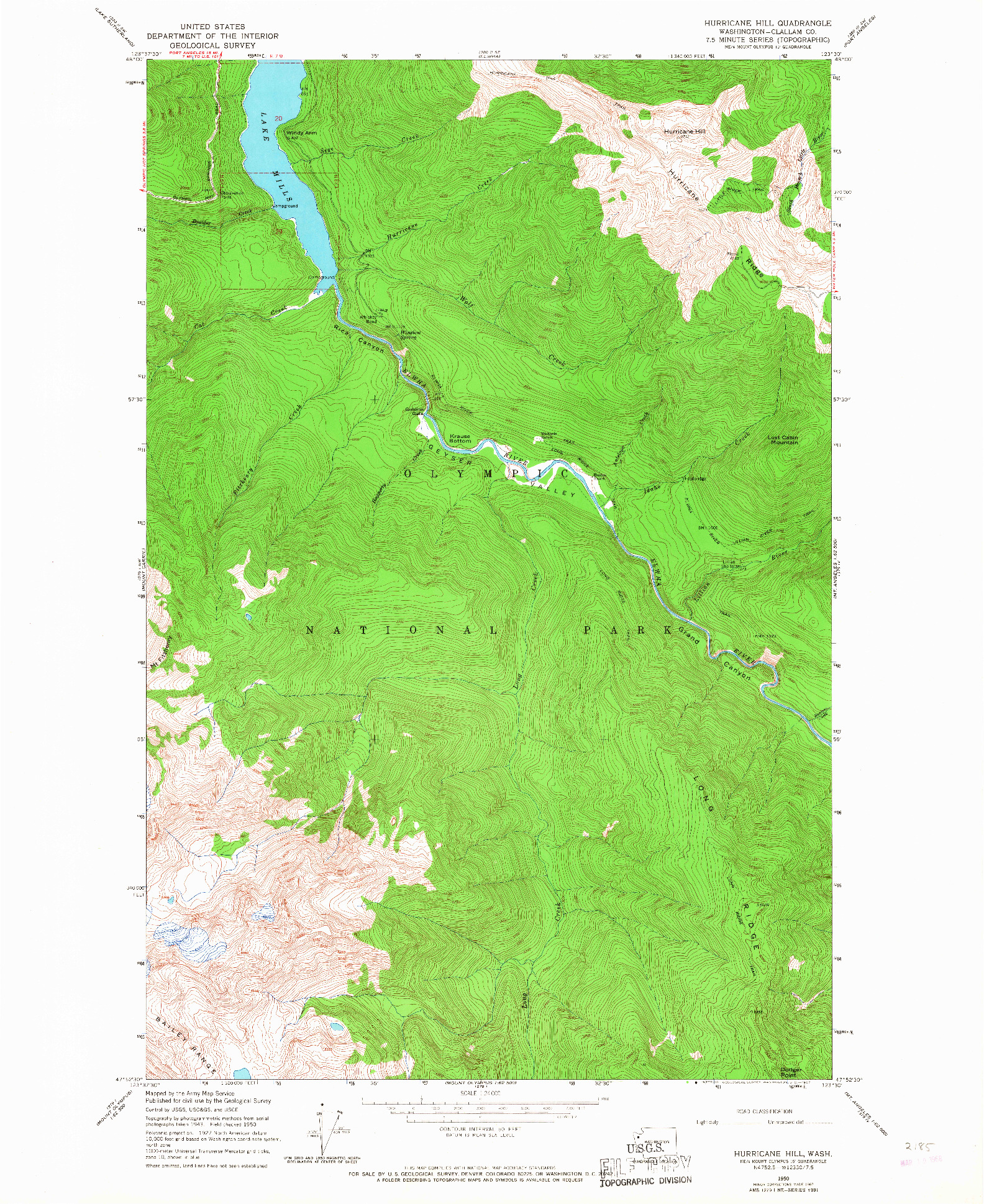 USGS 1:24000-SCALE QUADRANGLE FOR HURRICANE HILL, WA 1950