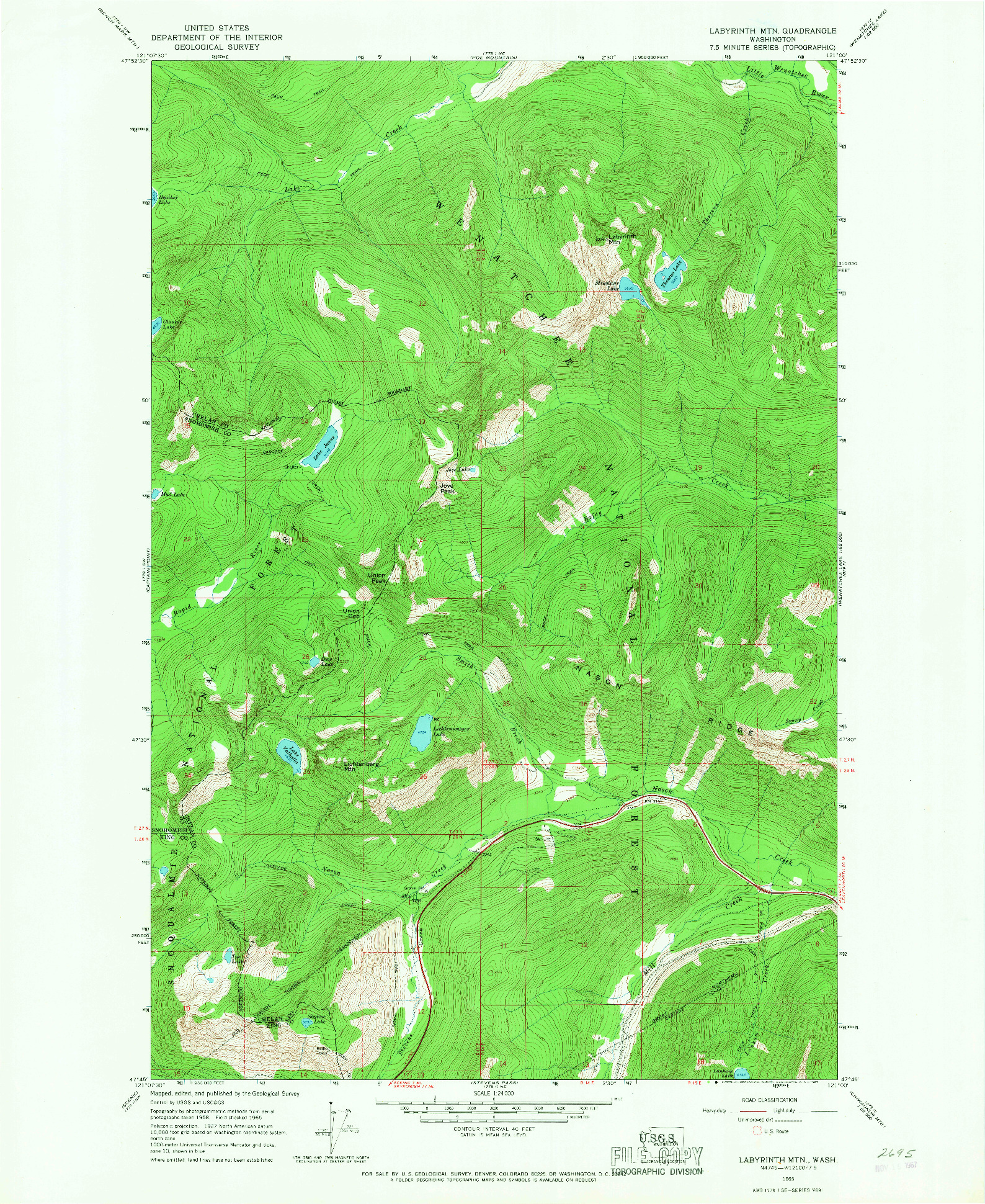 USGS 1:24000-SCALE QUADRANGLE FOR LABYRINTH MTN, WA 1965