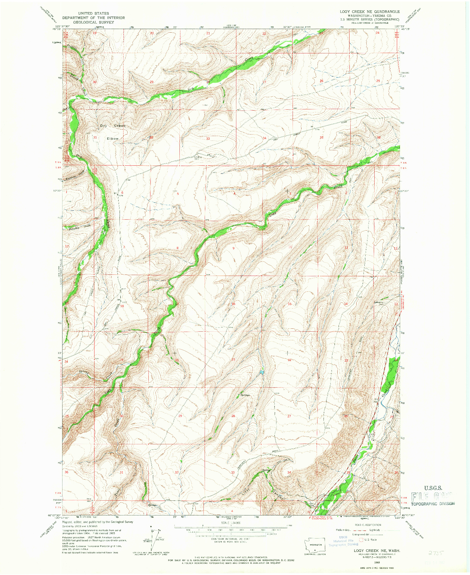 USGS 1:24000-SCALE QUADRANGLE FOR LOGY CREEK NE, WA 1965