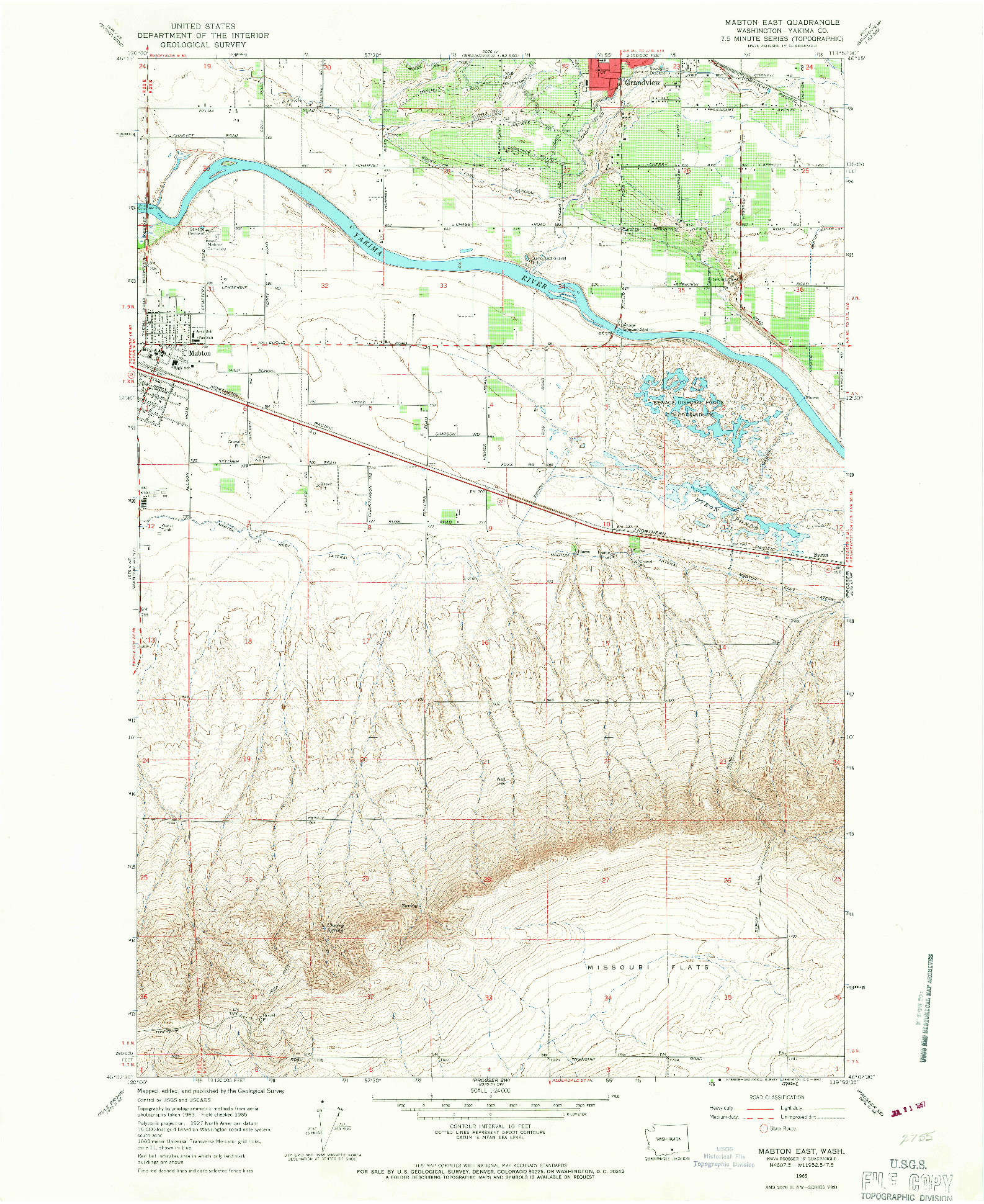 USGS 1:24000-SCALE QUADRANGLE FOR MABTON EAST, WA 1965