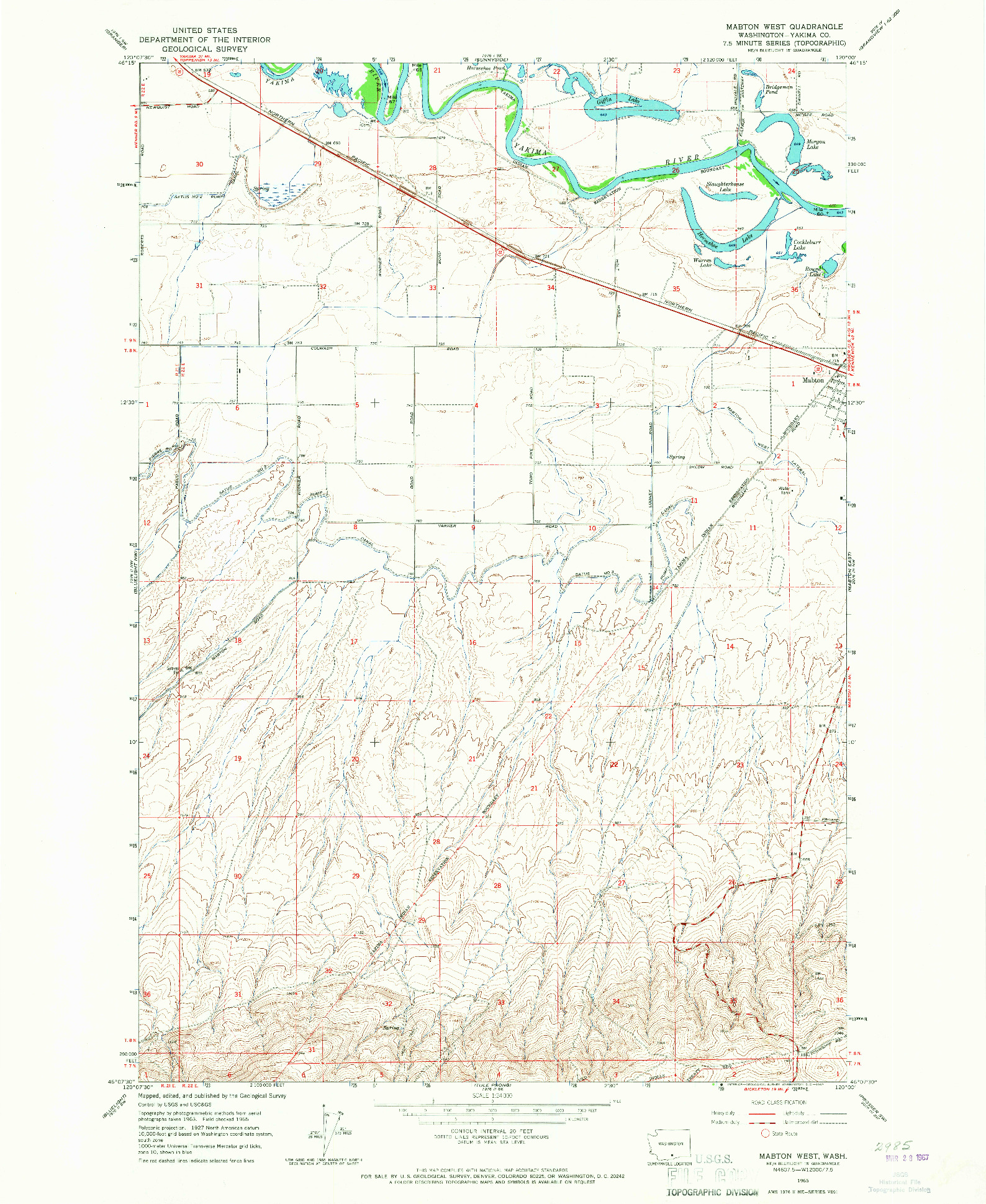 USGS 1:24000-SCALE QUADRANGLE FOR MABTON WEST, WA 1965