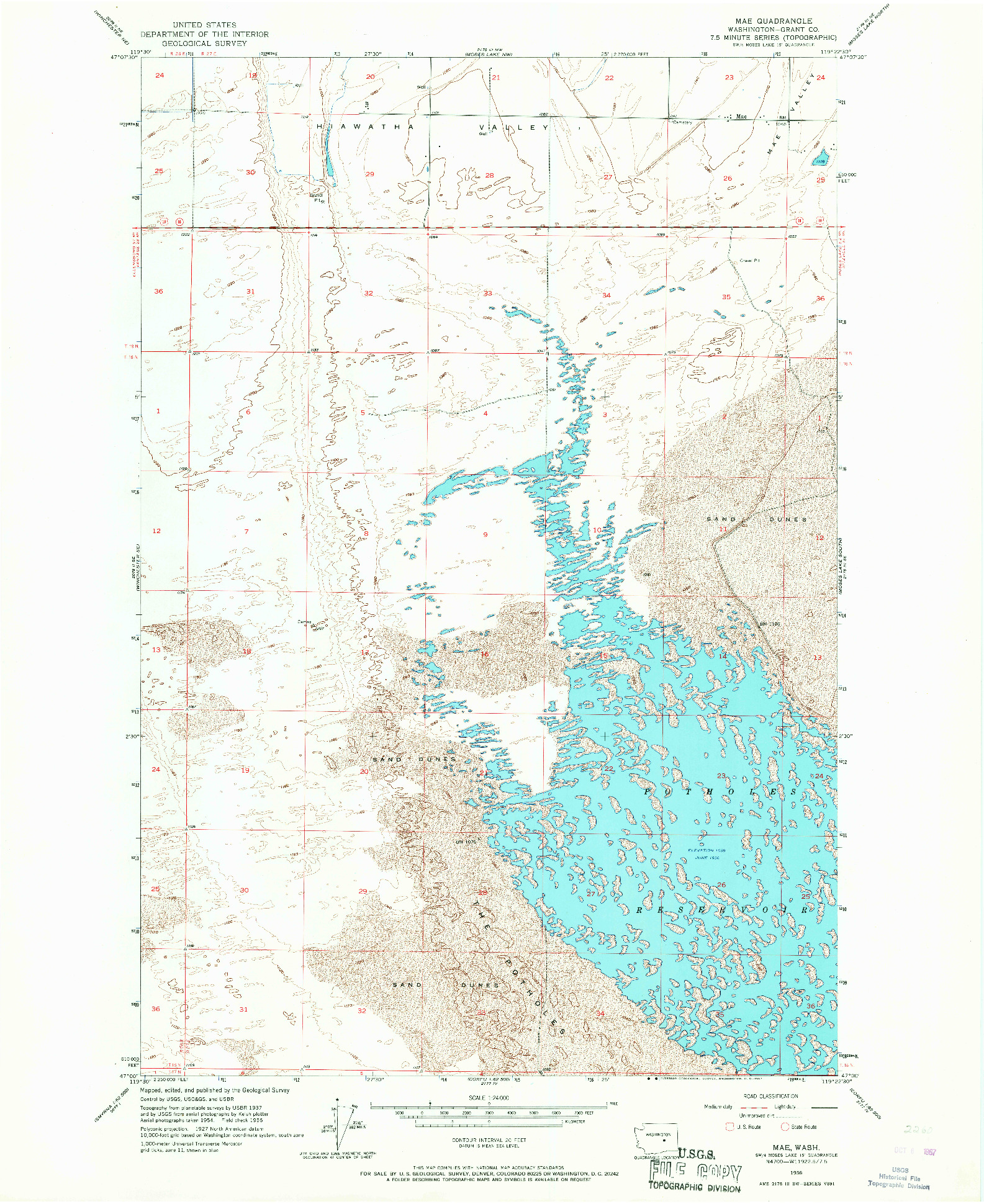 USGS 1:24000-SCALE QUADRANGLE FOR MAE, WA 1956