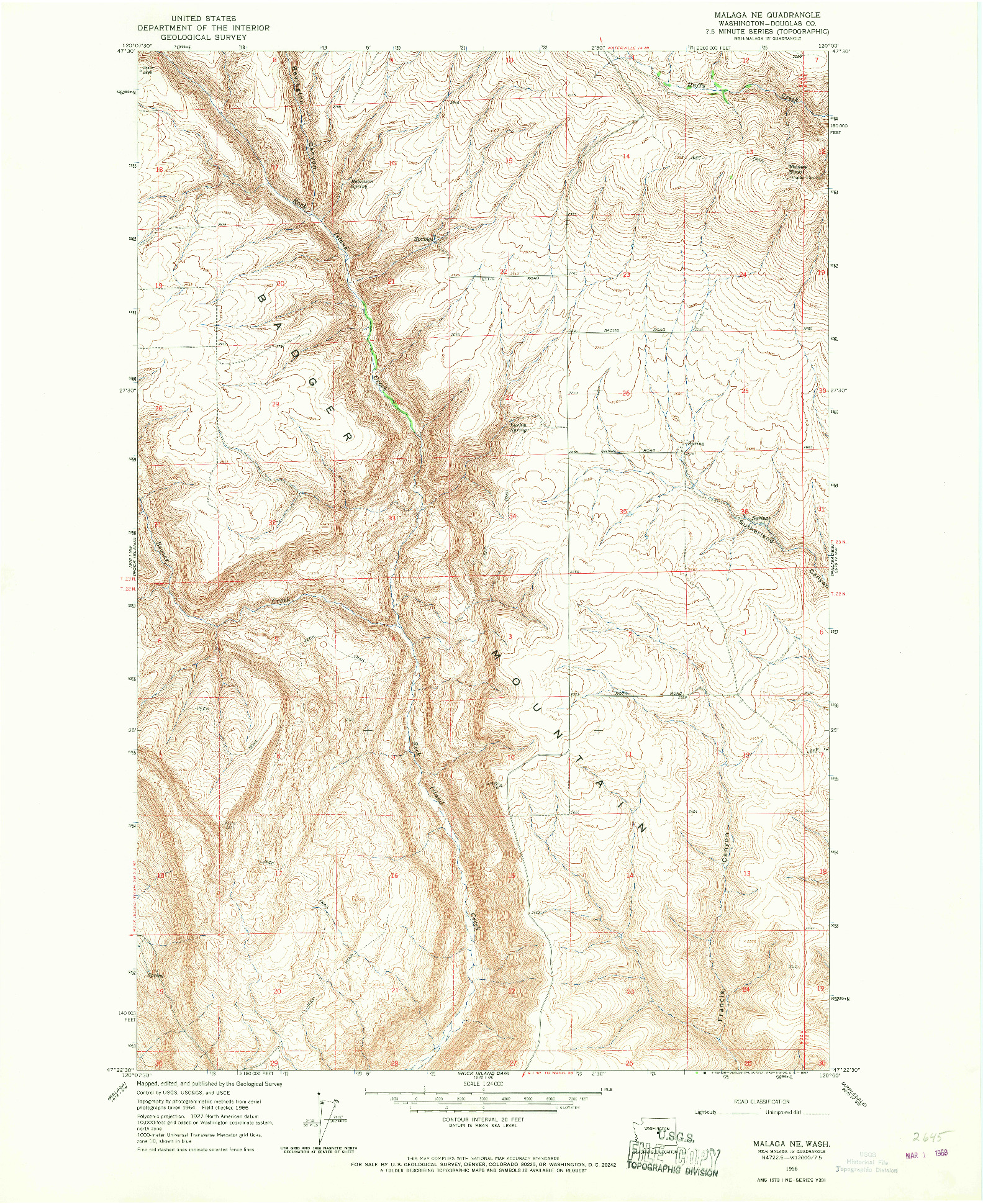 USGS 1:24000-SCALE QUADRANGLE FOR MALAGA NE, WA 1966