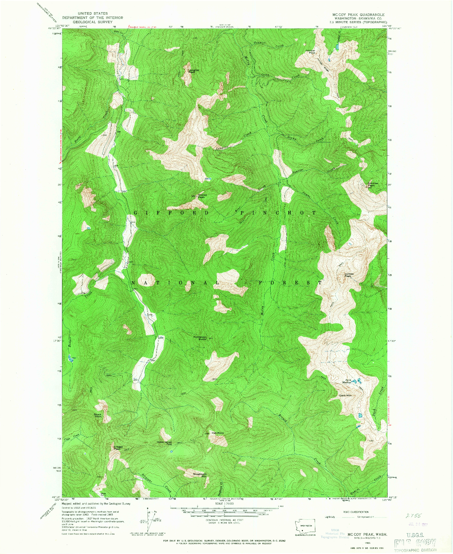 USGS 1:24000-SCALE QUADRANGLE FOR MC COY PEAK, WA 1965