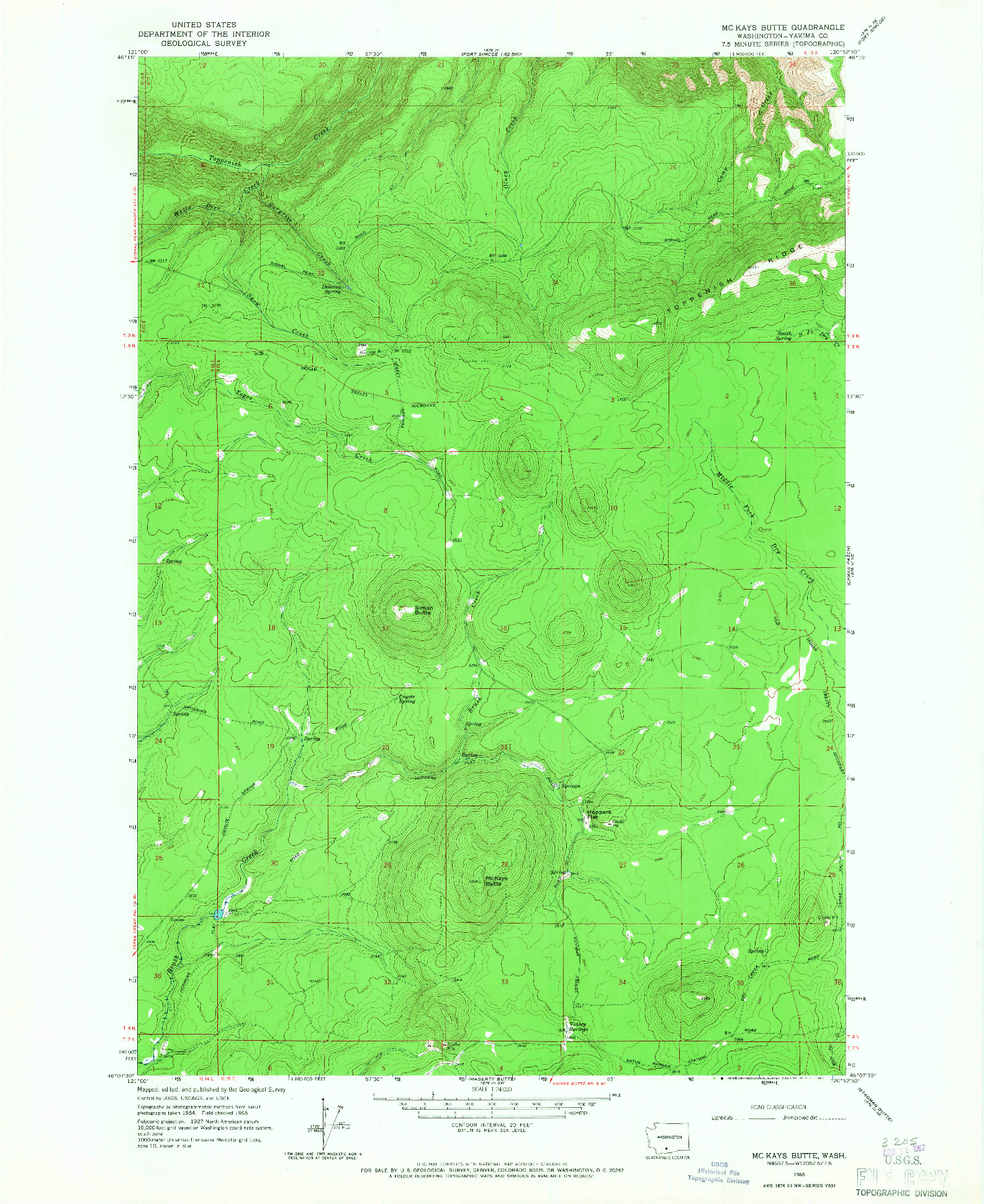 USGS 1:24000-SCALE QUADRANGLE FOR MC KAYS BUTTE, WA 1965