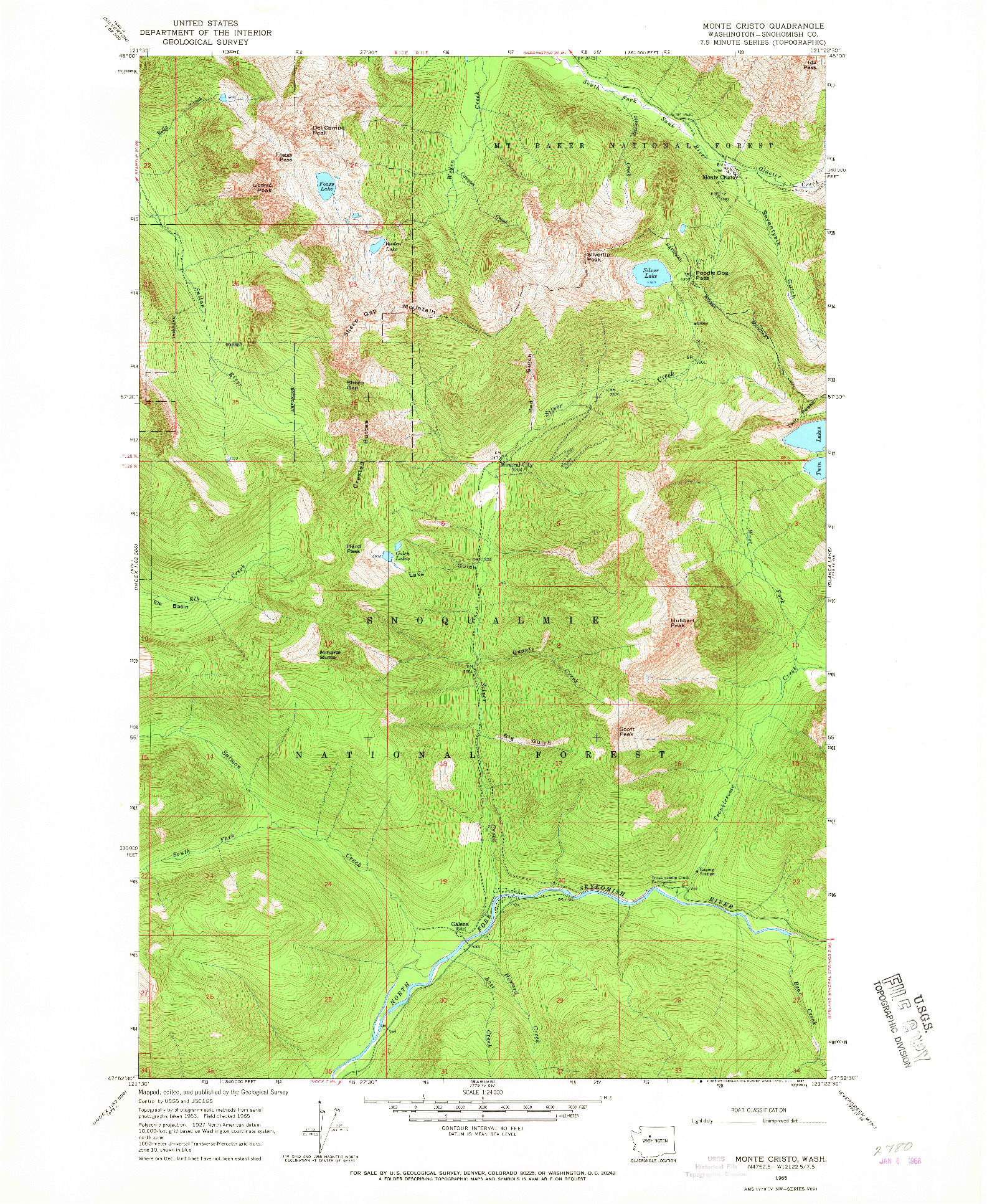 USGS 1:24000-SCALE QUADRANGLE FOR MONTE CRISTO, WA 1965