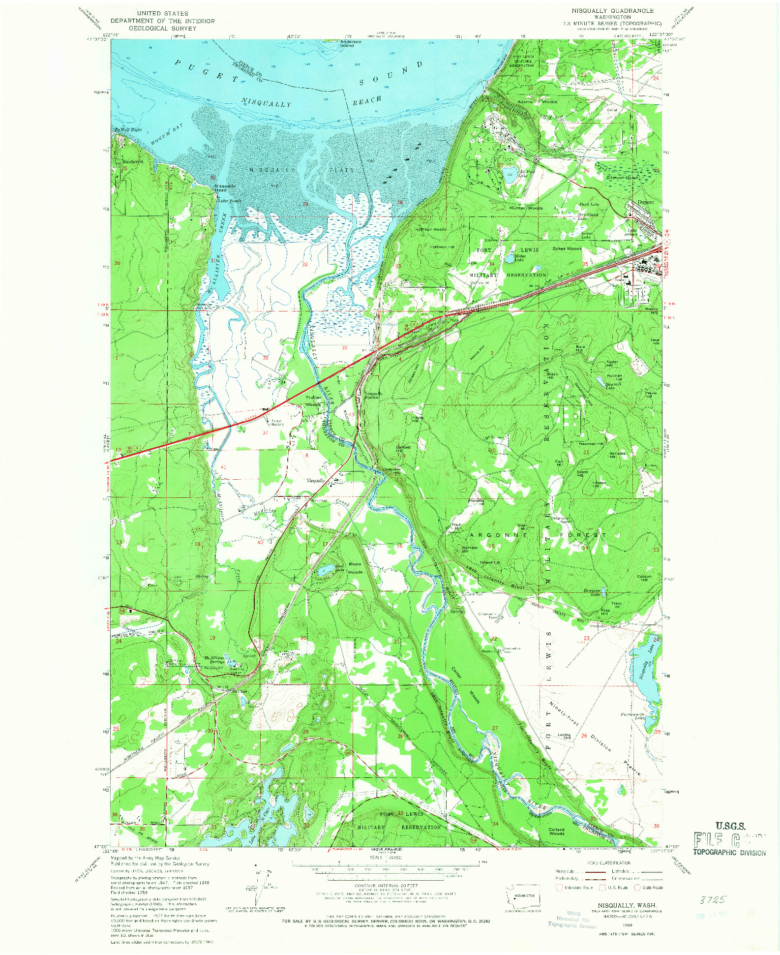 USGS 1:24000-SCALE QUADRANGLE FOR NISQUALLY, WA 1959