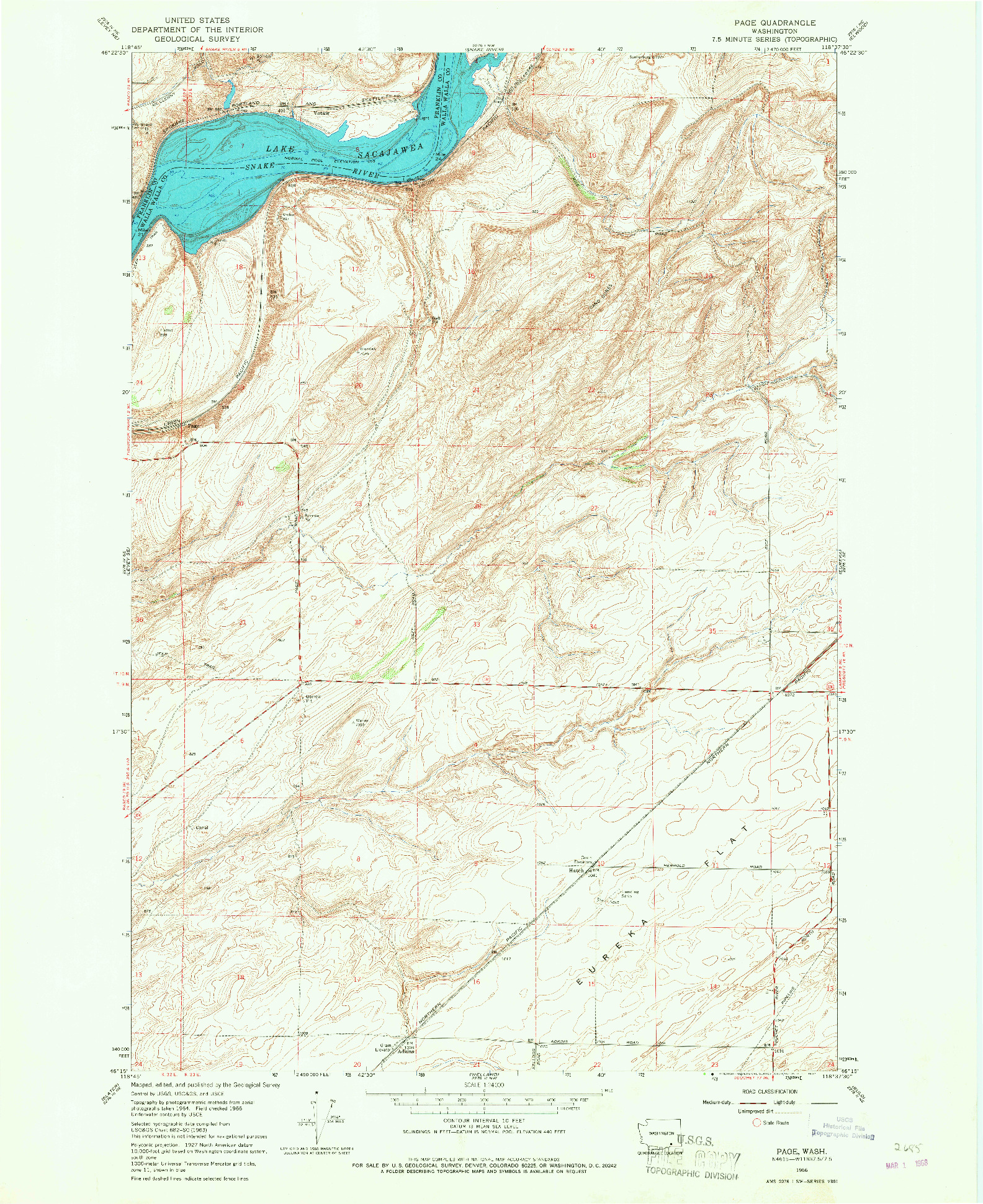USGS 1:24000-SCALE QUADRANGLE FOR PAGE, WA 1966