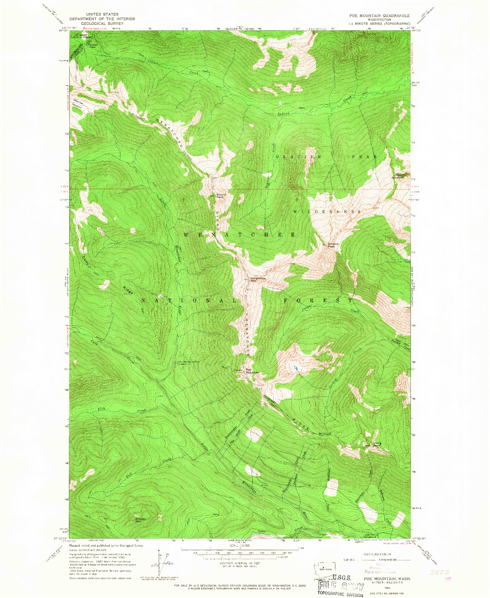 USGS 1:24000-SCALE QUADRANGLE FOR POE MOUNTAIN, WA 1965