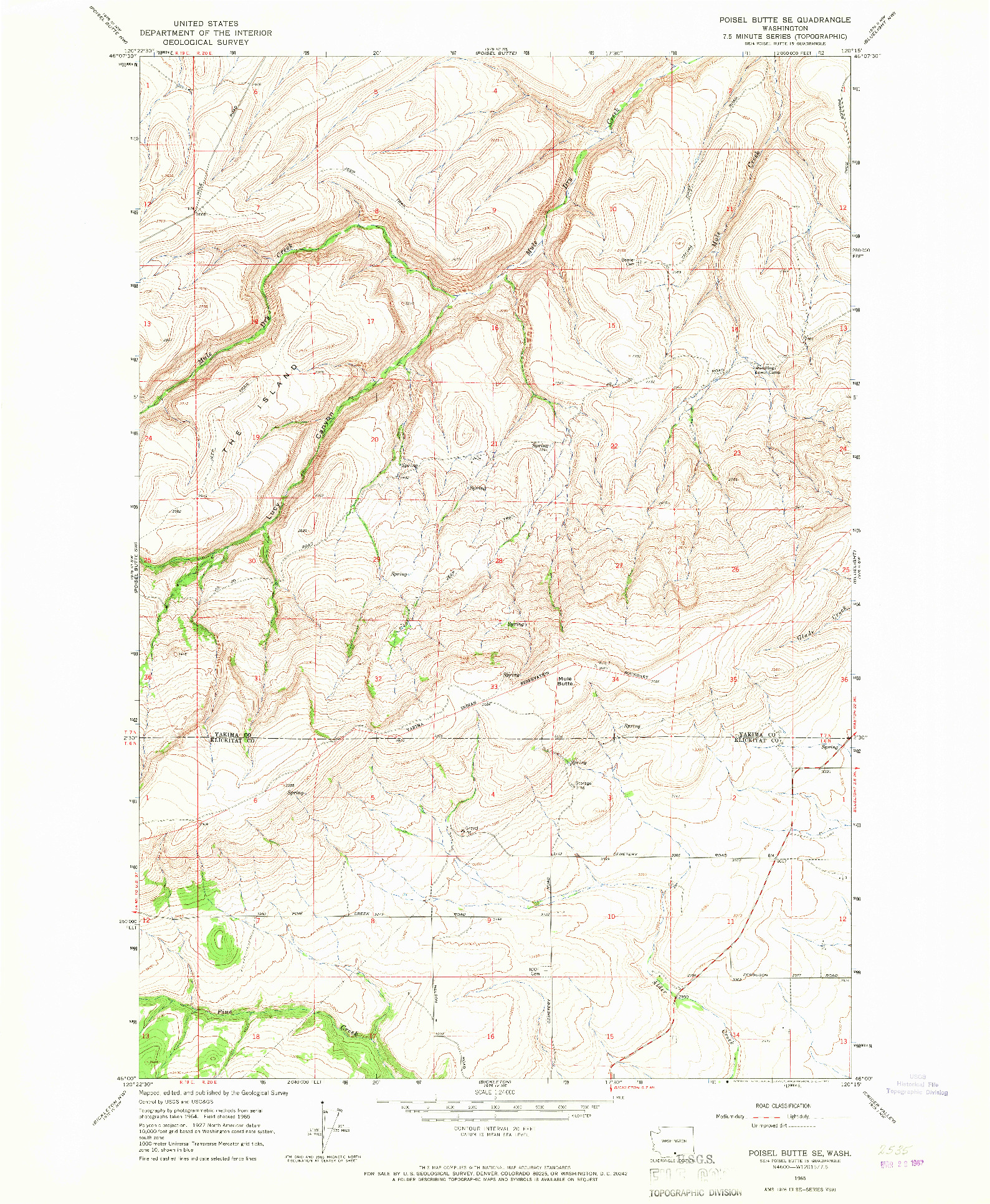 USGS 1:24000-SCALE QUADRANGLE FOR POISEL BUTTE SE, WA 1965