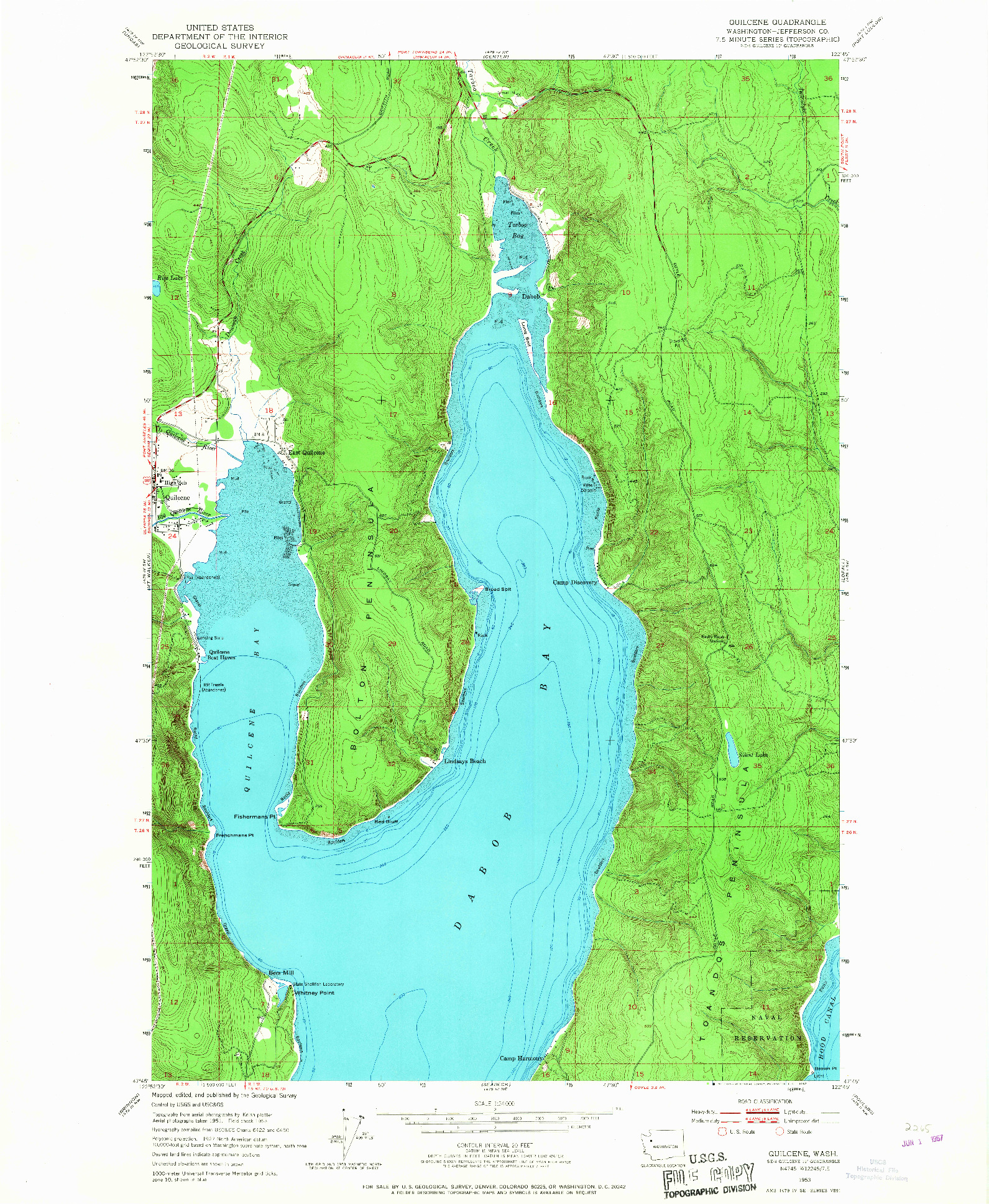 USGS 1:24000-SCALE QUADRANGLE FOR QUILCENE, WA 1953