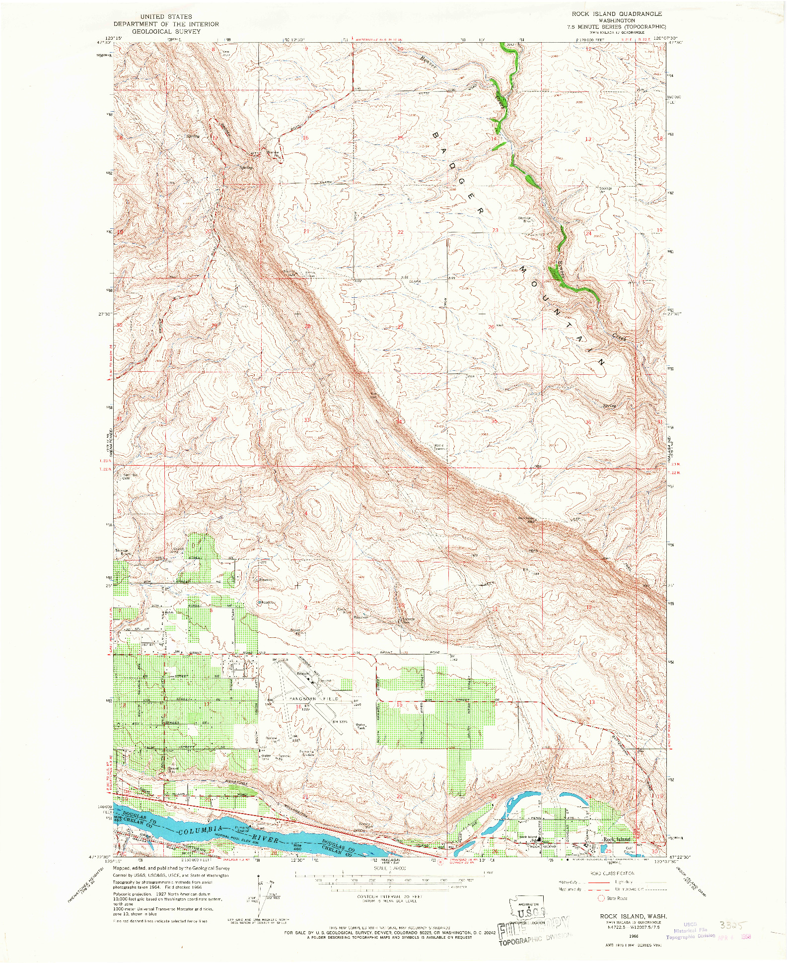 USGS 1:24000-SCALE QUADRANGLE FOR ROCK ISLAND, WA 1966