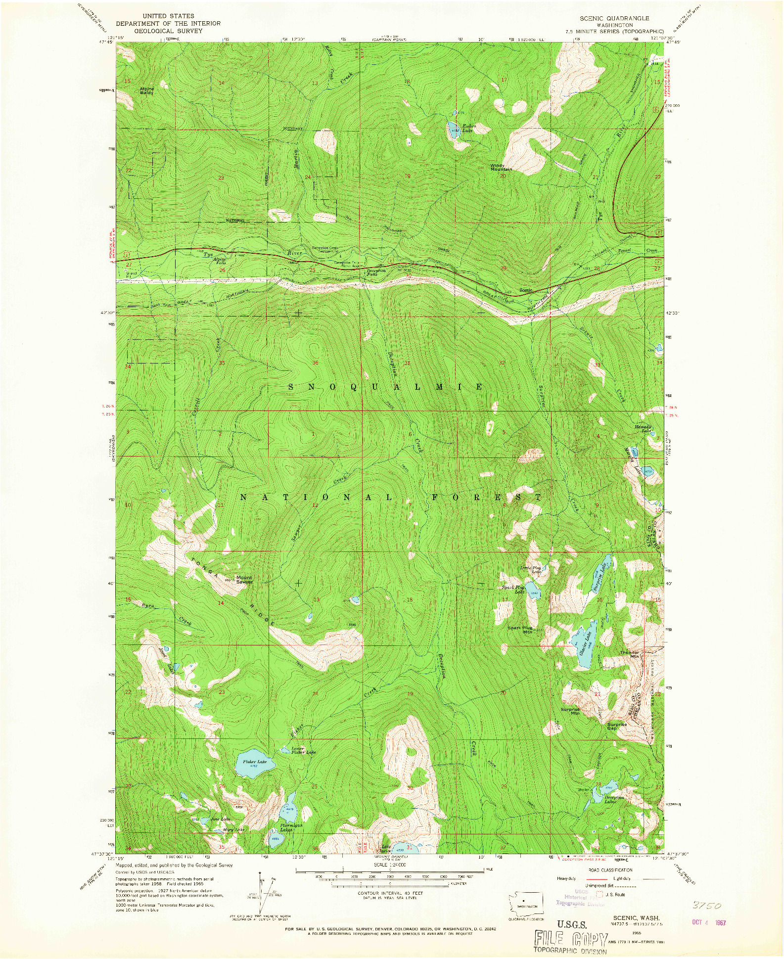 USGS 1:24000-SCALE QUADRANGLE FOR SCENIC, WA 1965