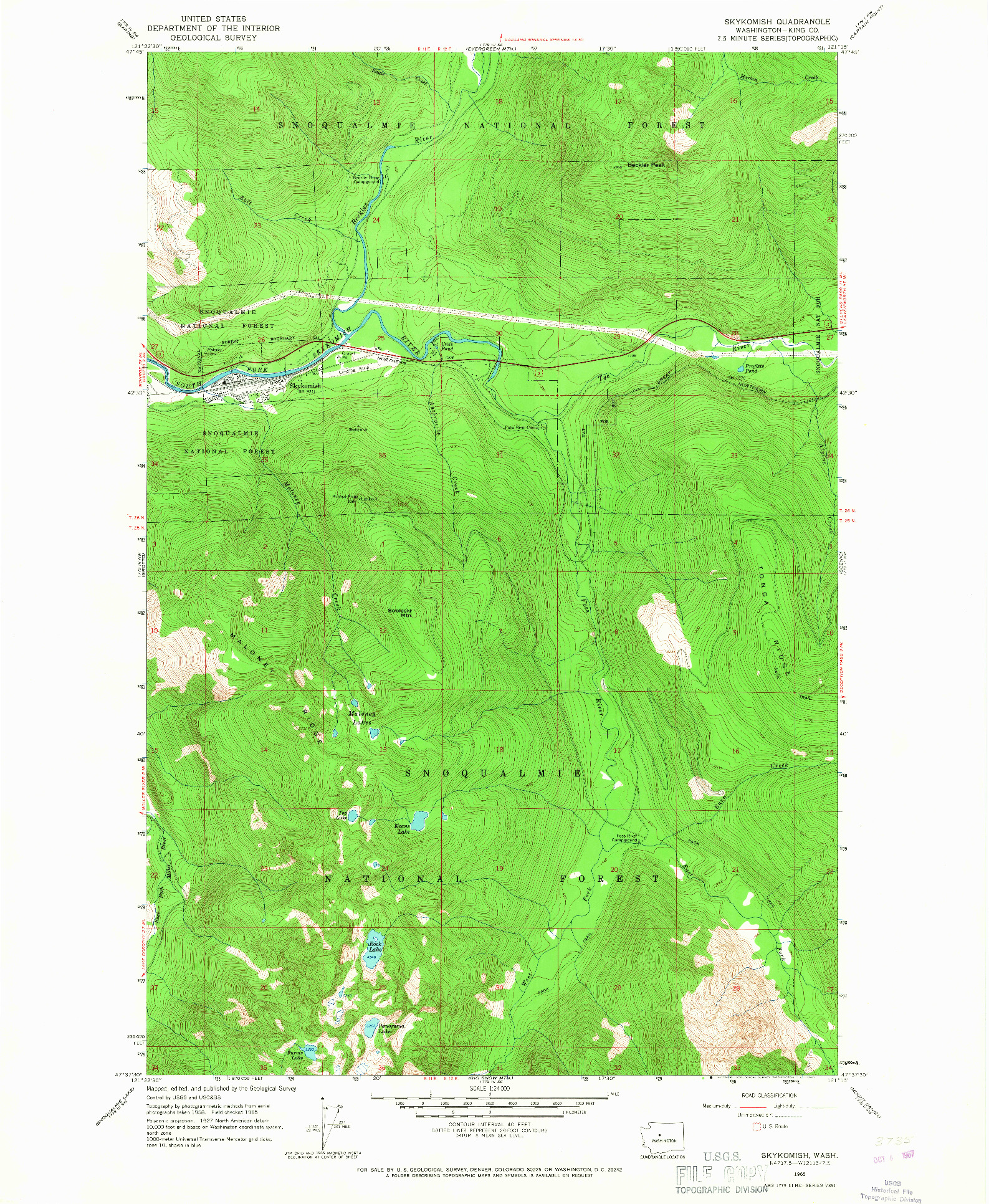 USGS 1:24000-SCALE QUADRANGLE FOR SKYKOMISH, WA 1965