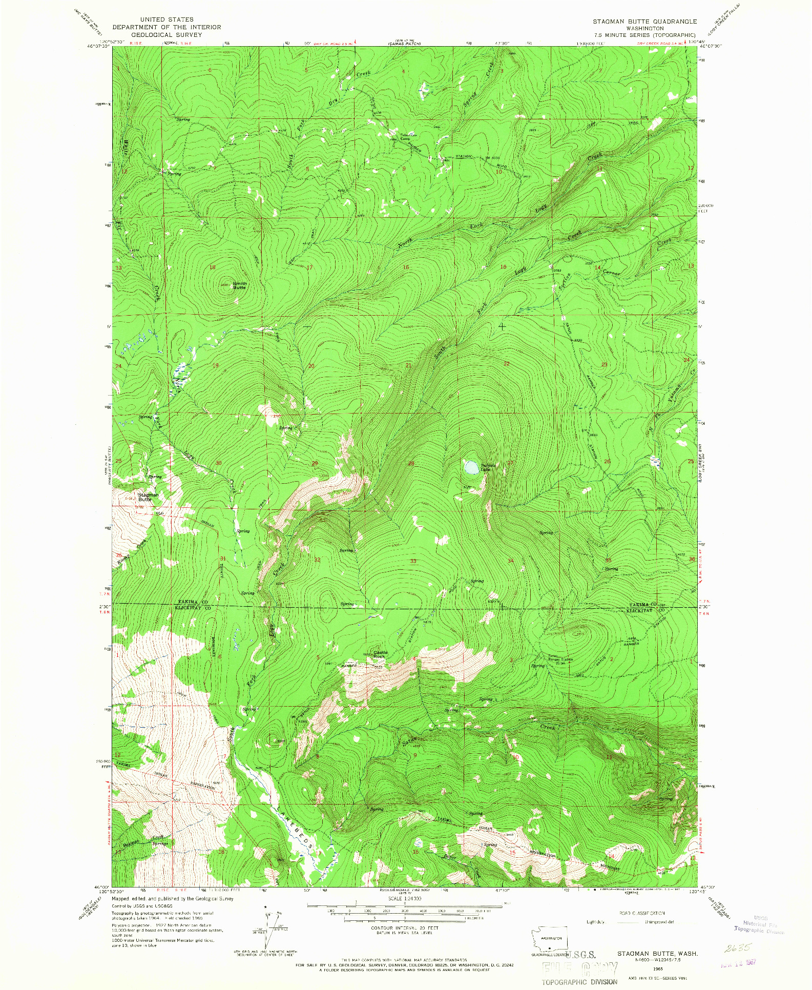 USGS 1:24000-SCALE QUADRANGLE FOR STAGMAN BUTTE, WA 1965