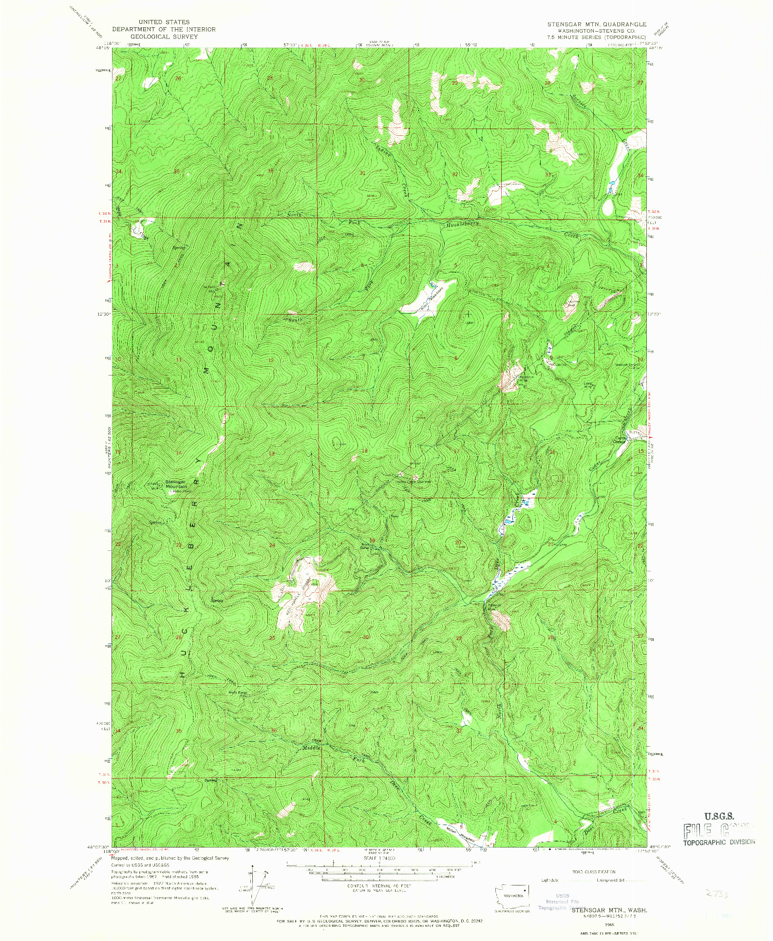 USGS 1:24000-SCALE QUADRANGLE FOR STENSGAR MTN., WA 1965