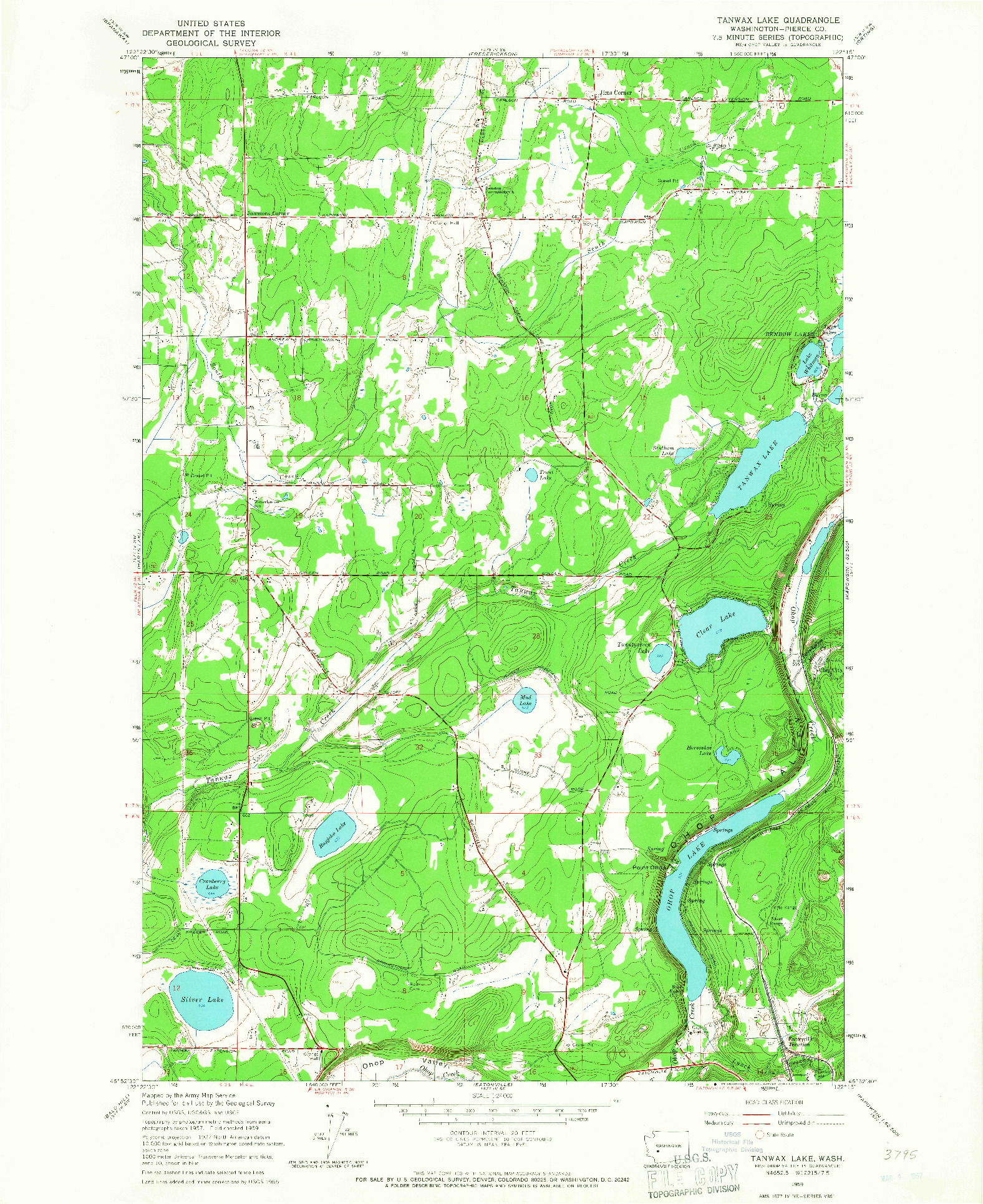 USGS 1:24000-SCALE QUADRANGLE FOR TANWAX LAKE, WA 1959